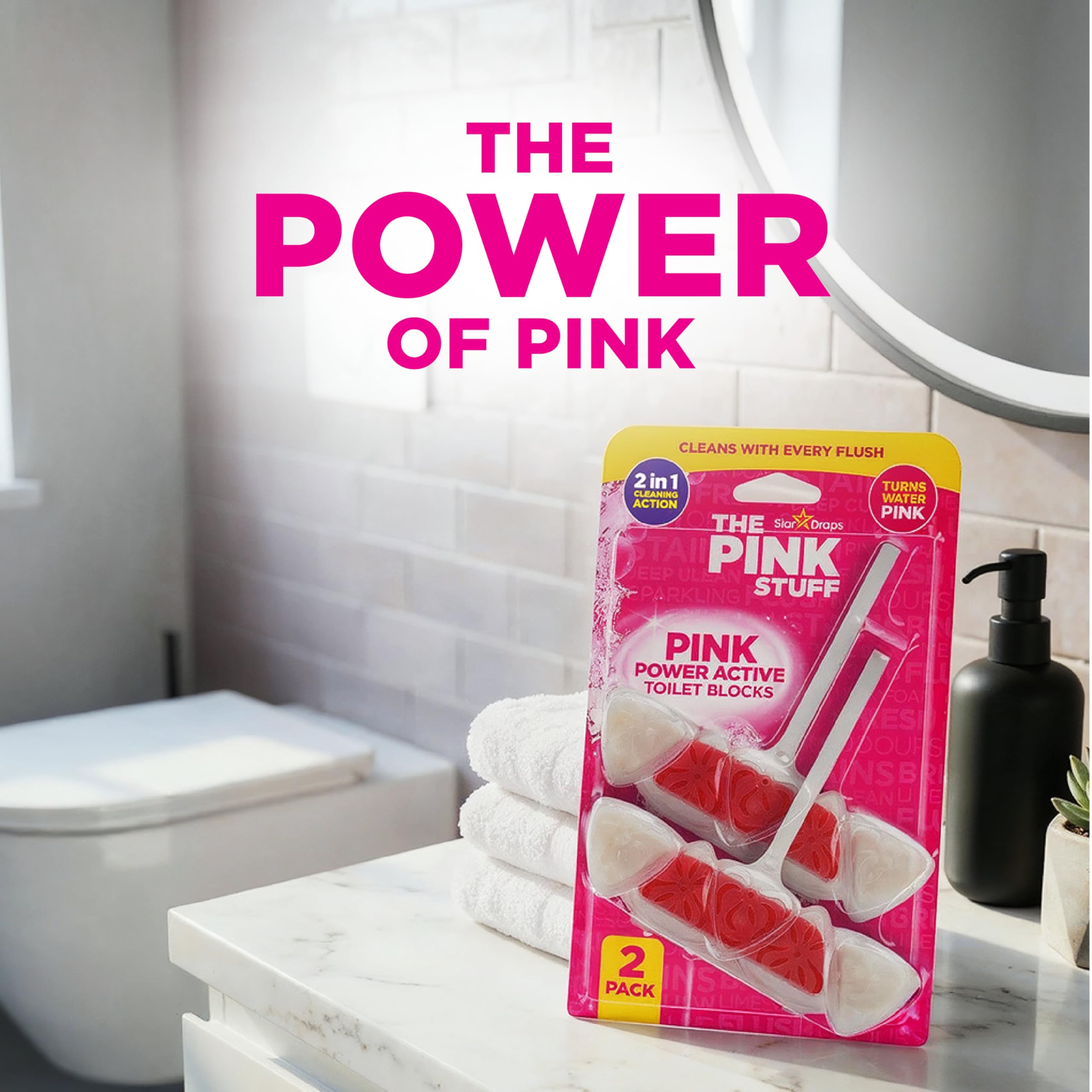 Stardrops The Pink Stuff Power Active Toilet Blocks - Cleans & Freshens | 2 Pack | Fruit Scent 4