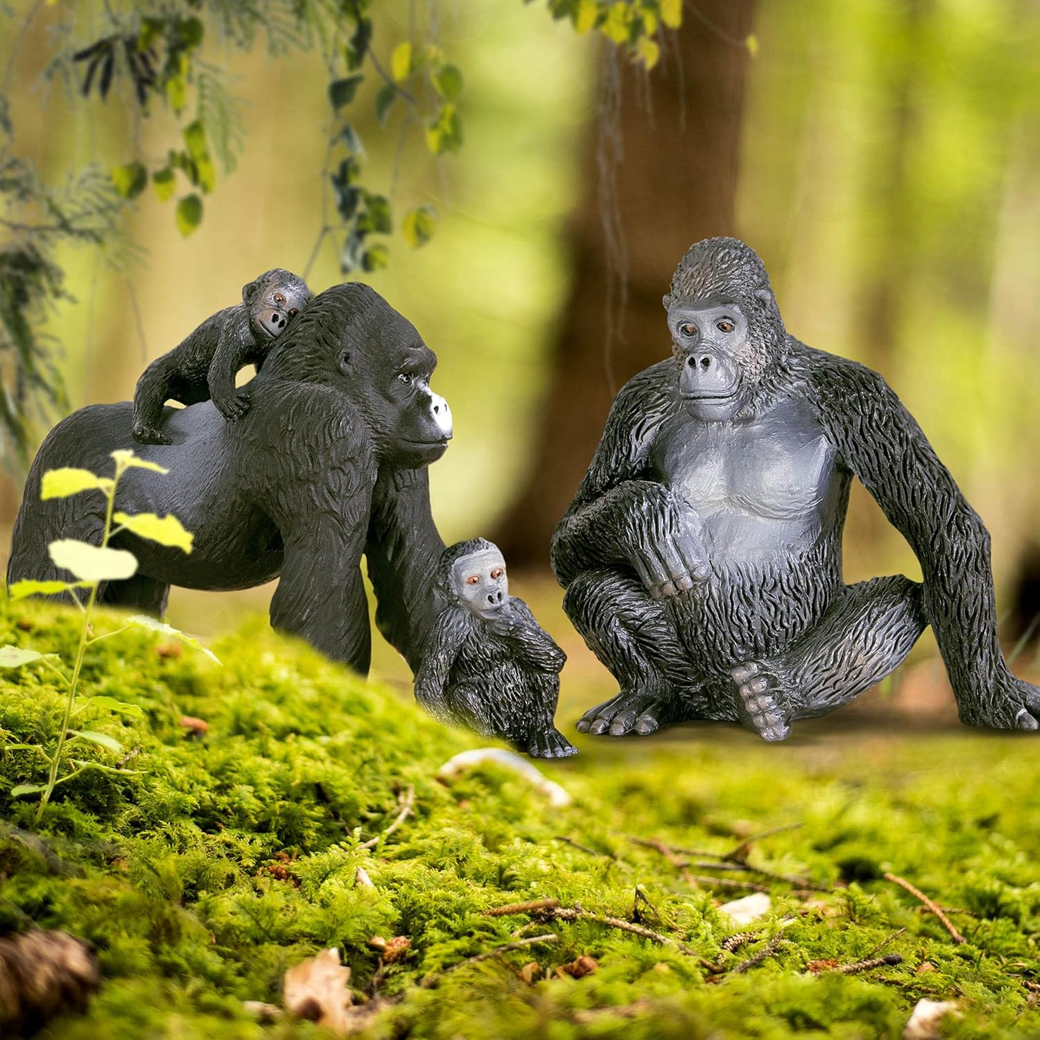 Terra by Battat Gorilla Family Playset - 4pc Realistic Animal Figures for Kids 3+ 6