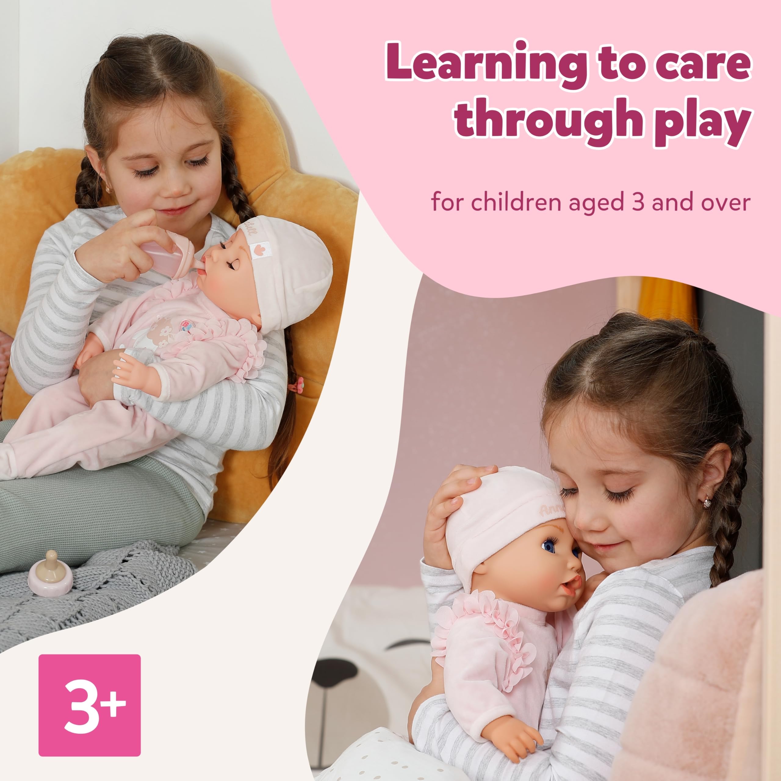 BABY born Annabell Soft Doll - 43cm, Interactive, Rosa | Ages 3+ 6