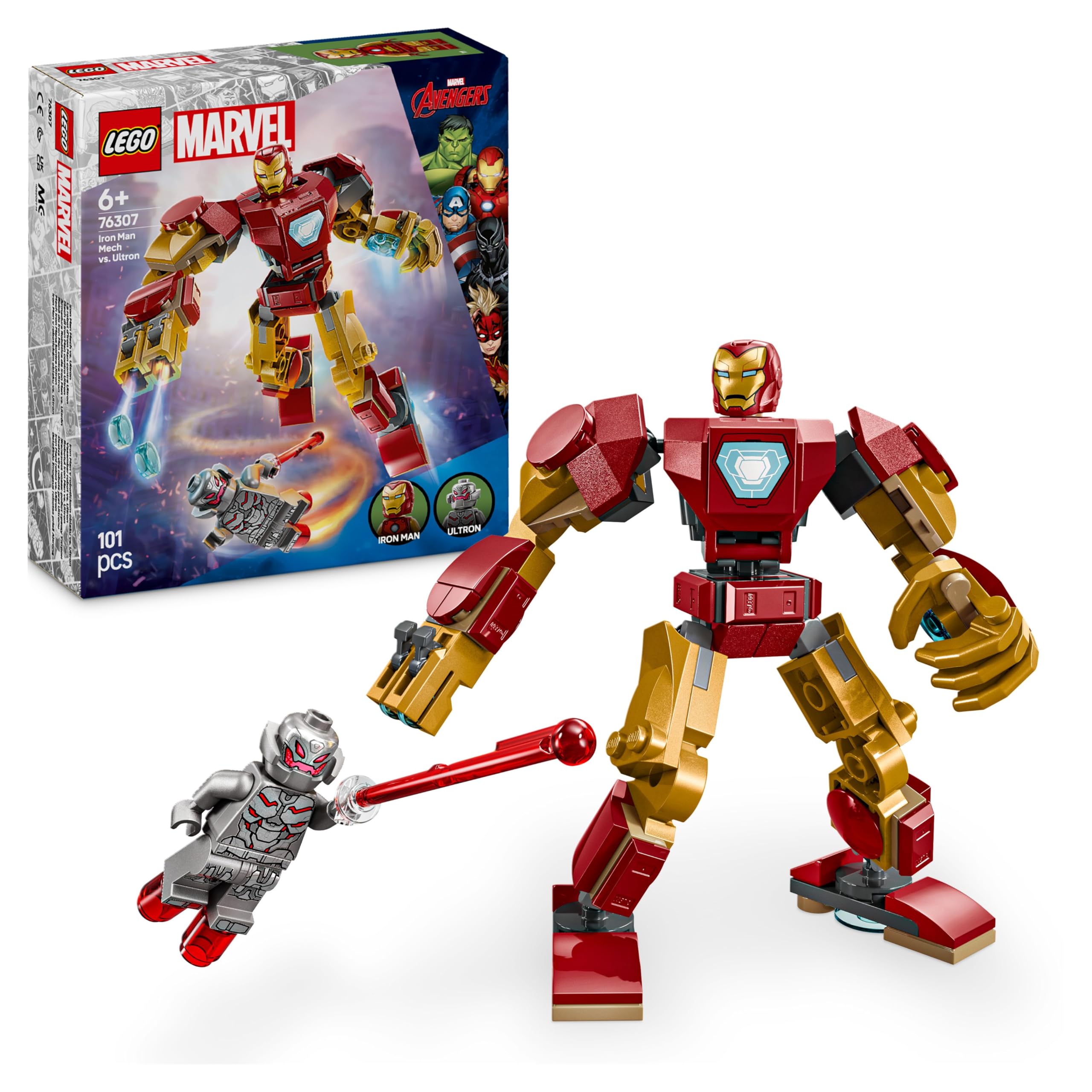 LEGO Marvel Iron Man Mech vs. Ultron Building Set | 2 Minifigures | Ages 6+