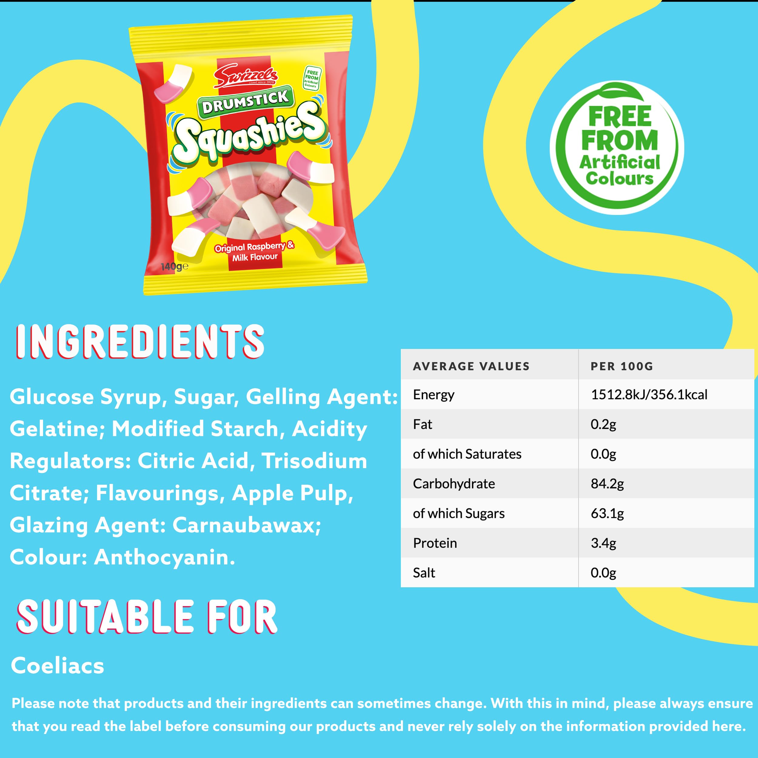 Swizzels Drumstick Squashies Original Sweets - Raspberry and Milk Flavour 12 x 140g 3