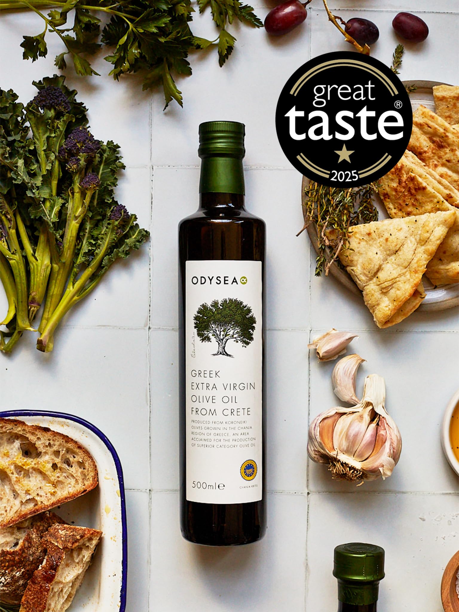 Odysea PGI Extra Virgin Olive Oil - Koroneiki Olives | Medium Strength | 500ml Glass Bottle