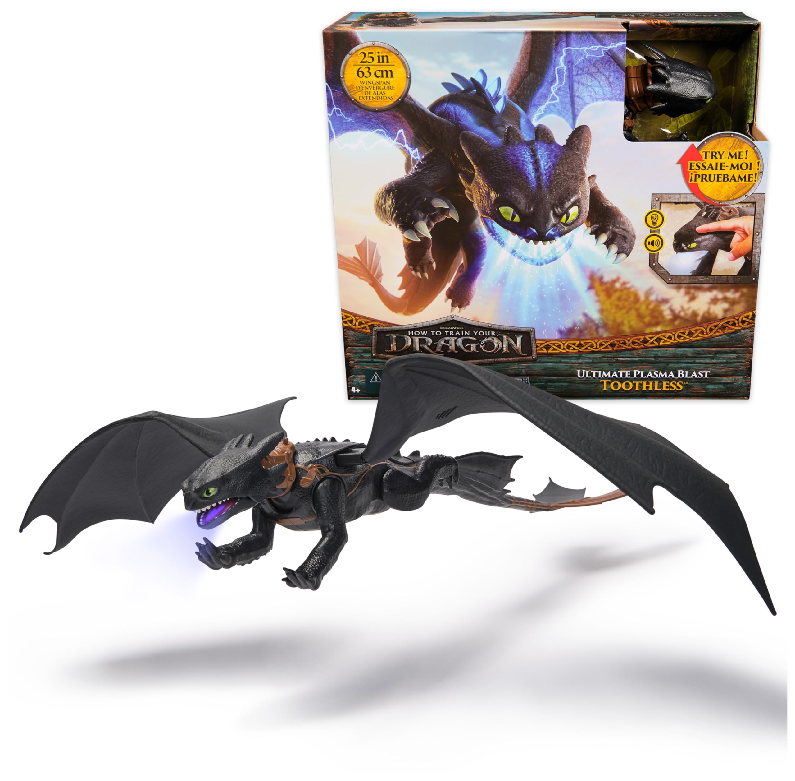 Dreamworks Dragons Ultimate Plasma Blast Toothless - Light-Up Action Figure for Kids 4+