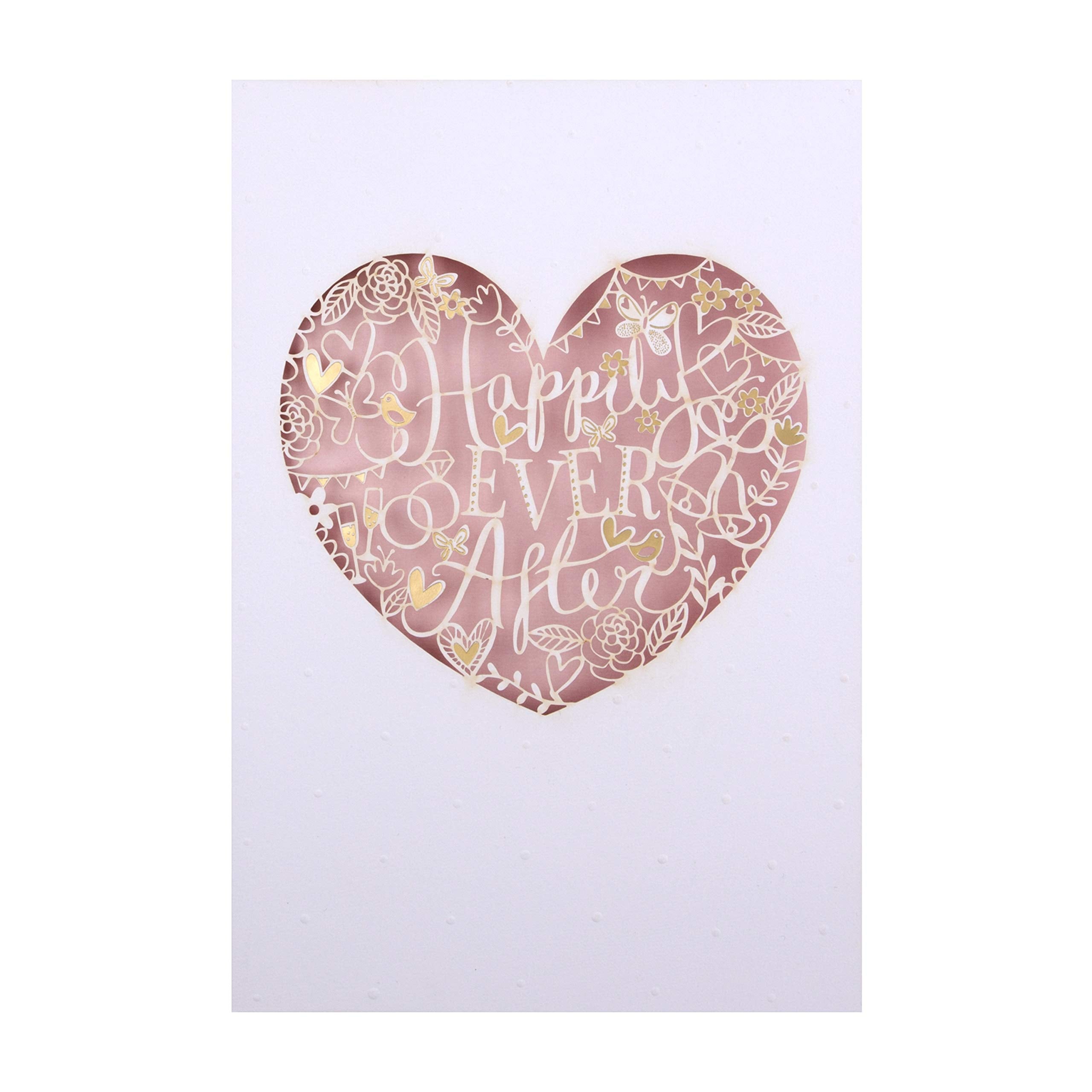 Hallmark Wedding Congratulations Card - Laser-Cut Text in Heart Design | Gold Foil Accents | 22.8cm x 15.9cm