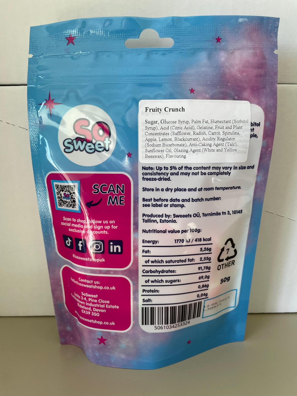 SoSweet Freeze Dried Sweets - Fruity Crunch | 50g Pack | Rainbow