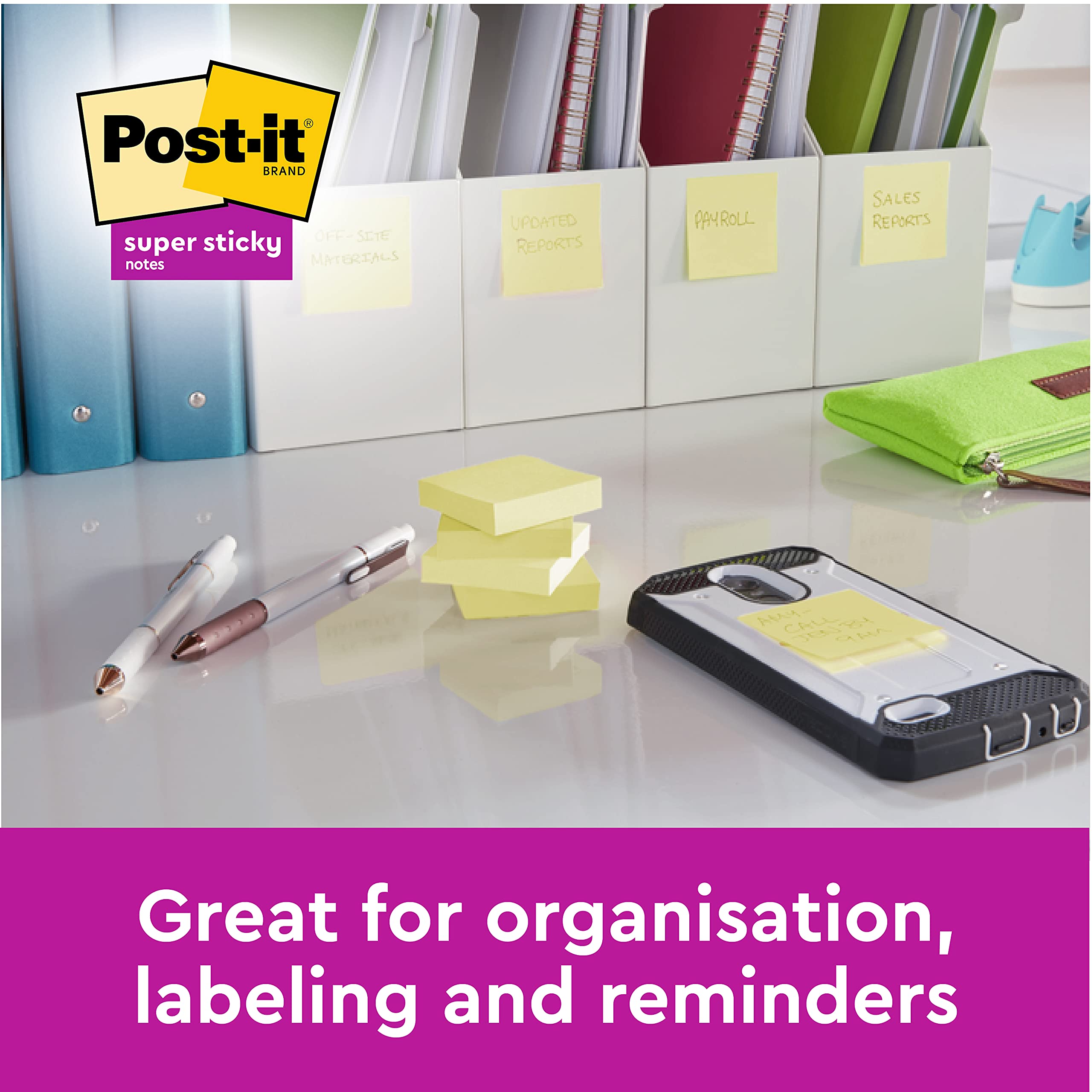 Post-it Super Sticky Notes Pad - Canary Yellow | 2x Sticking Power | 76 x 127 mm | 6 Pads of 90 Sheets 4
