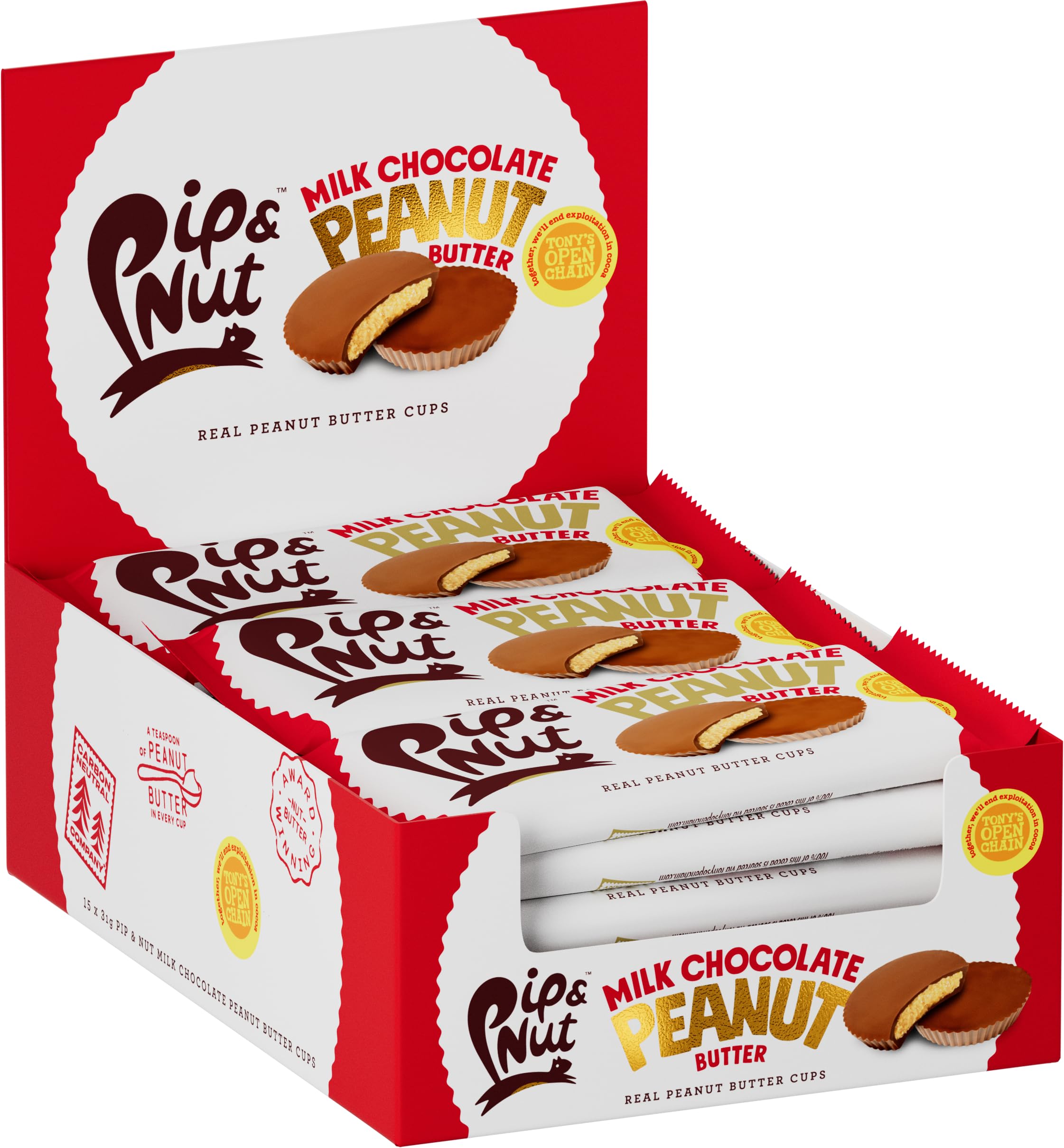 Pip & Nut Milk Chocolate Peanut Butter Cups - 15 Pack (2 Cups per Pack) 1