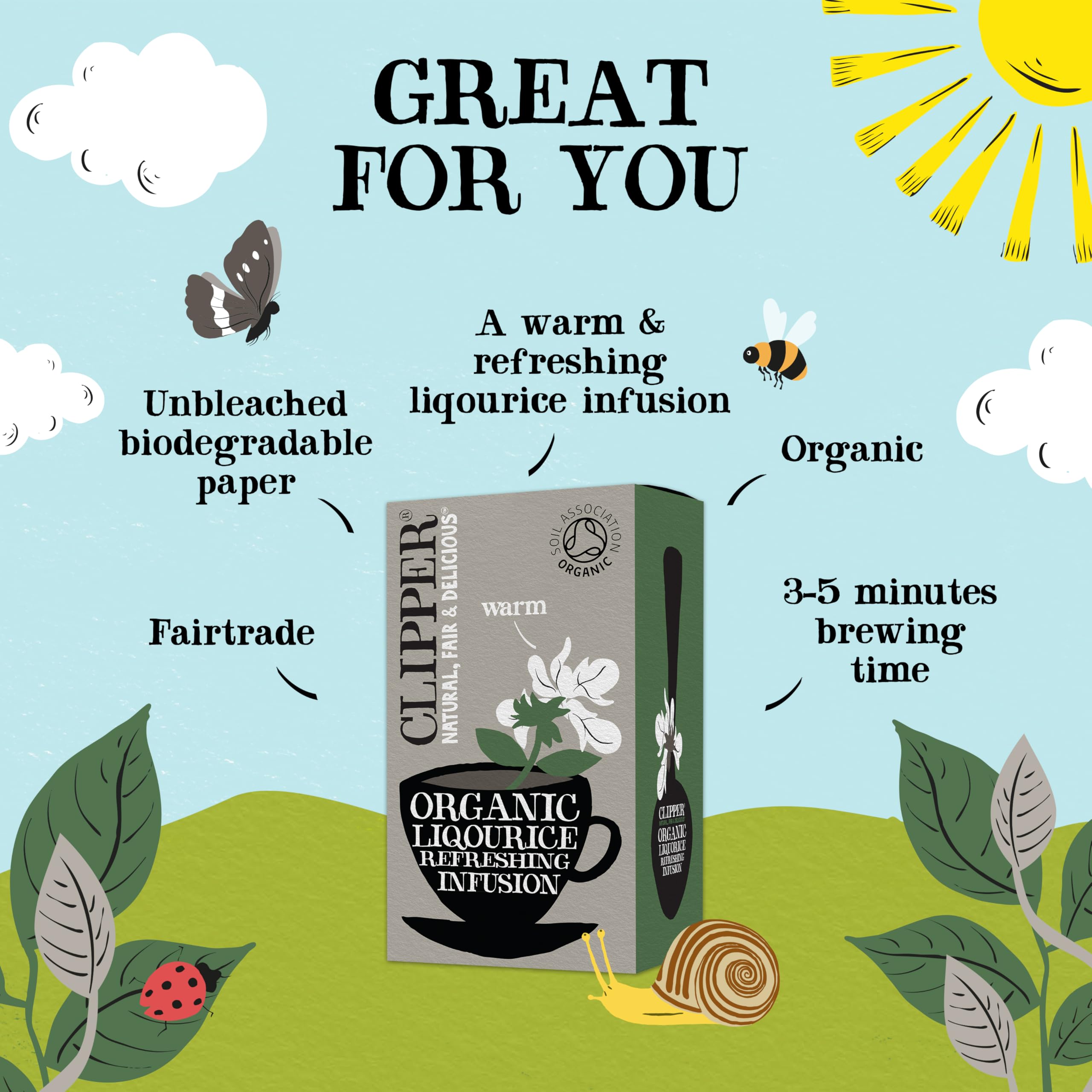 Clipper Natural, Fair & Delicious Organic Liquorice Root Tea Bags - 120 Count (6 x 20) | Caffeine-Free