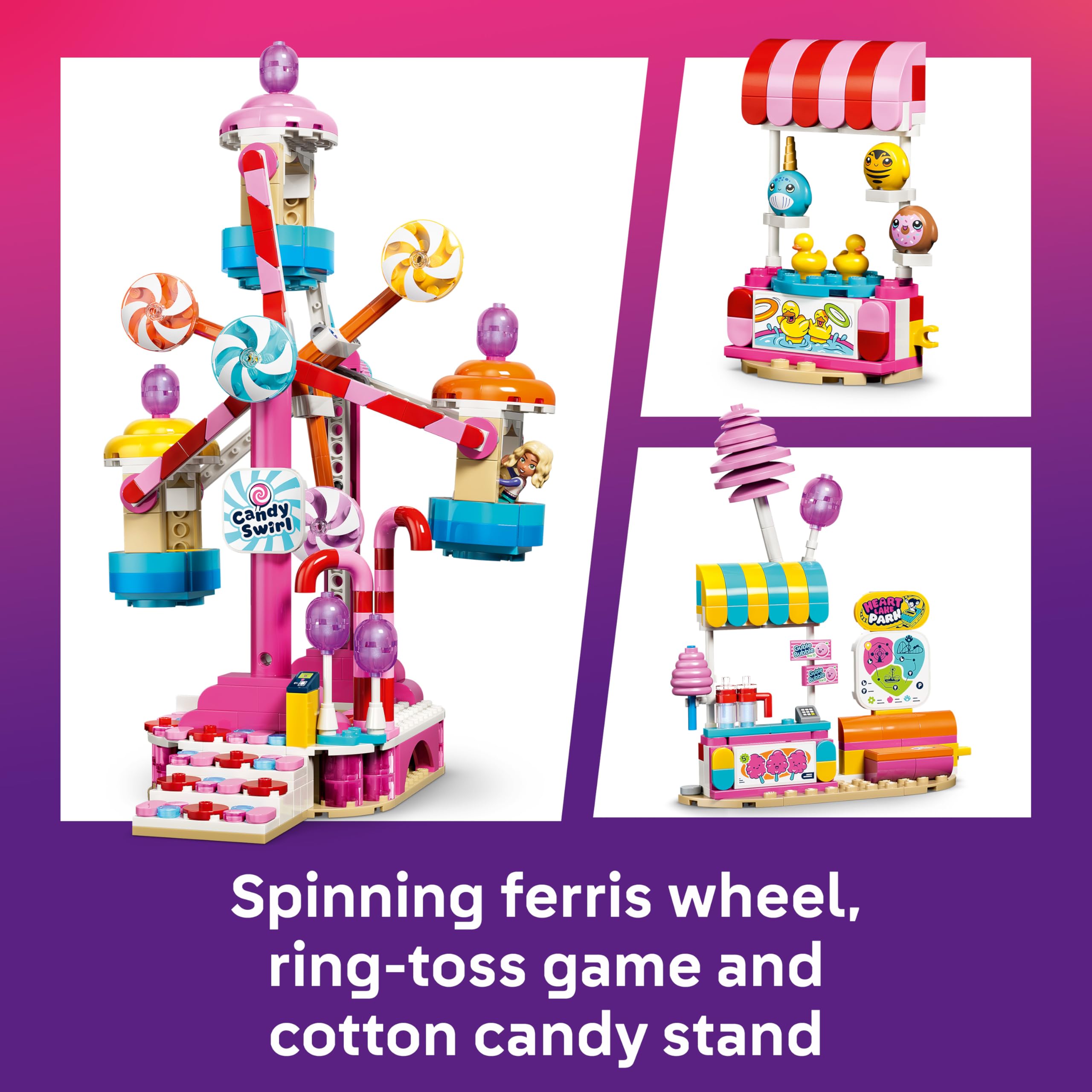 LEGO Friends Candy & Cupcake Ferris Wheel Building Set - Ages 7+ | 3 Minidolls | Interactive Carnival Game 3