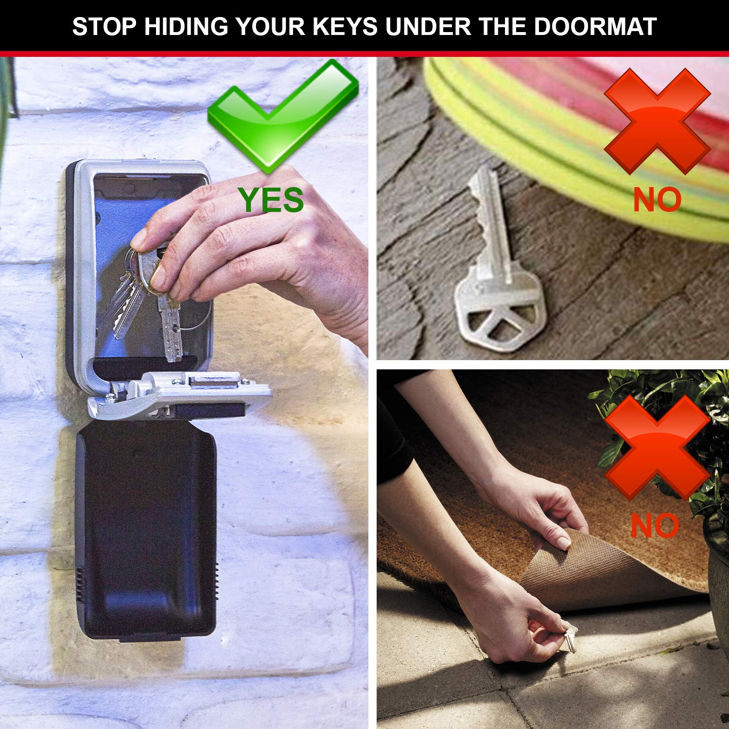 Master Lock Light Up Dial Key Safe - Resettable 4-Digit Combination | Wall Mount | Outdoor Use