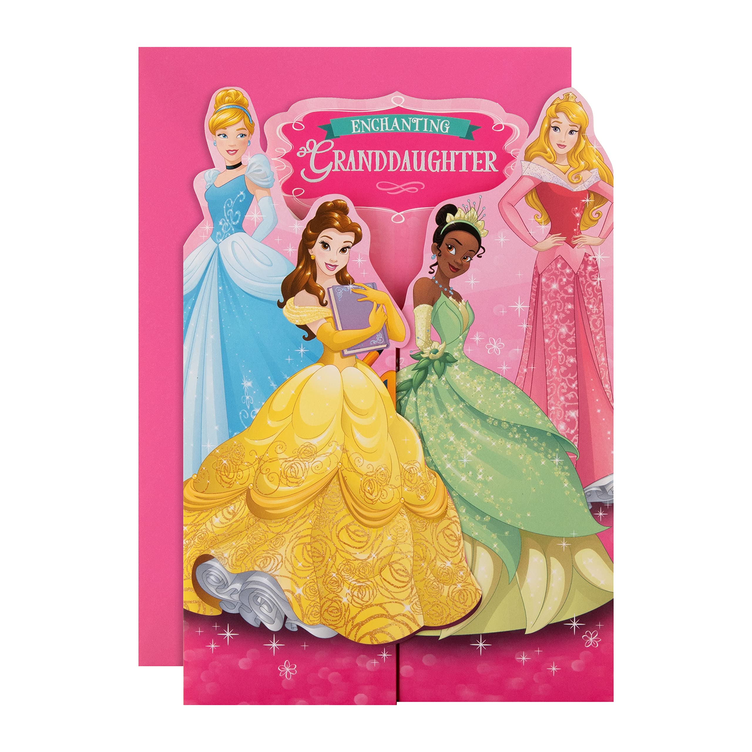 Hallmark Disney Princess Birthday Card for Granddaughter | Gate Fold, Silver Foil | 22.8cm x 15.9cm 1