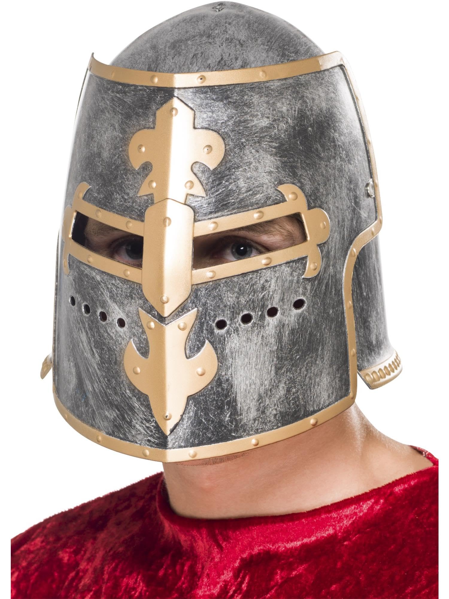 Smiffys Medieval Crusader Helmet - Silver Plastic with Moveable Face Shield | One Size 1