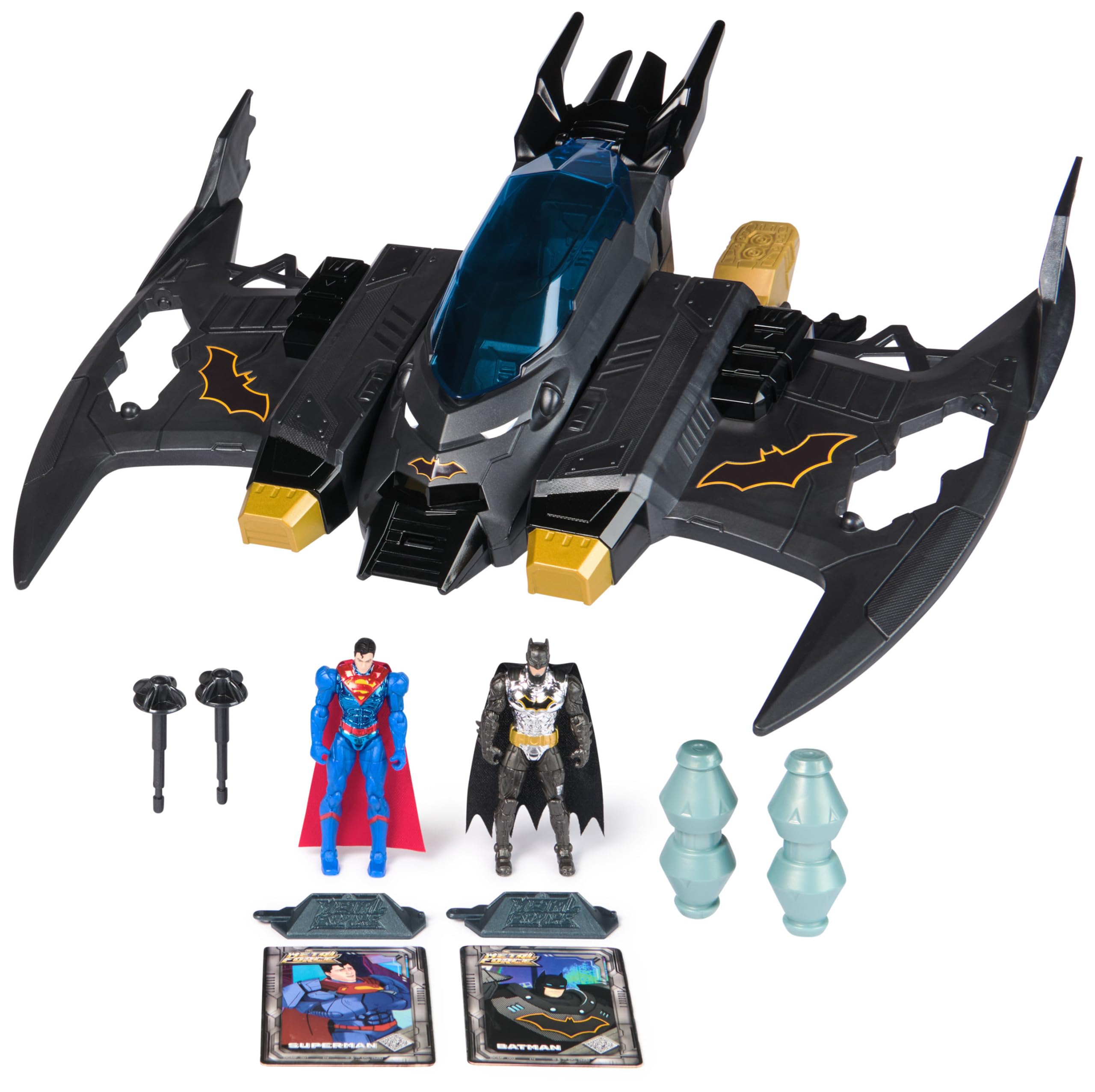 Metal Force Transforming Batwing - 2-in-1 Playset with Figures & Cards 8