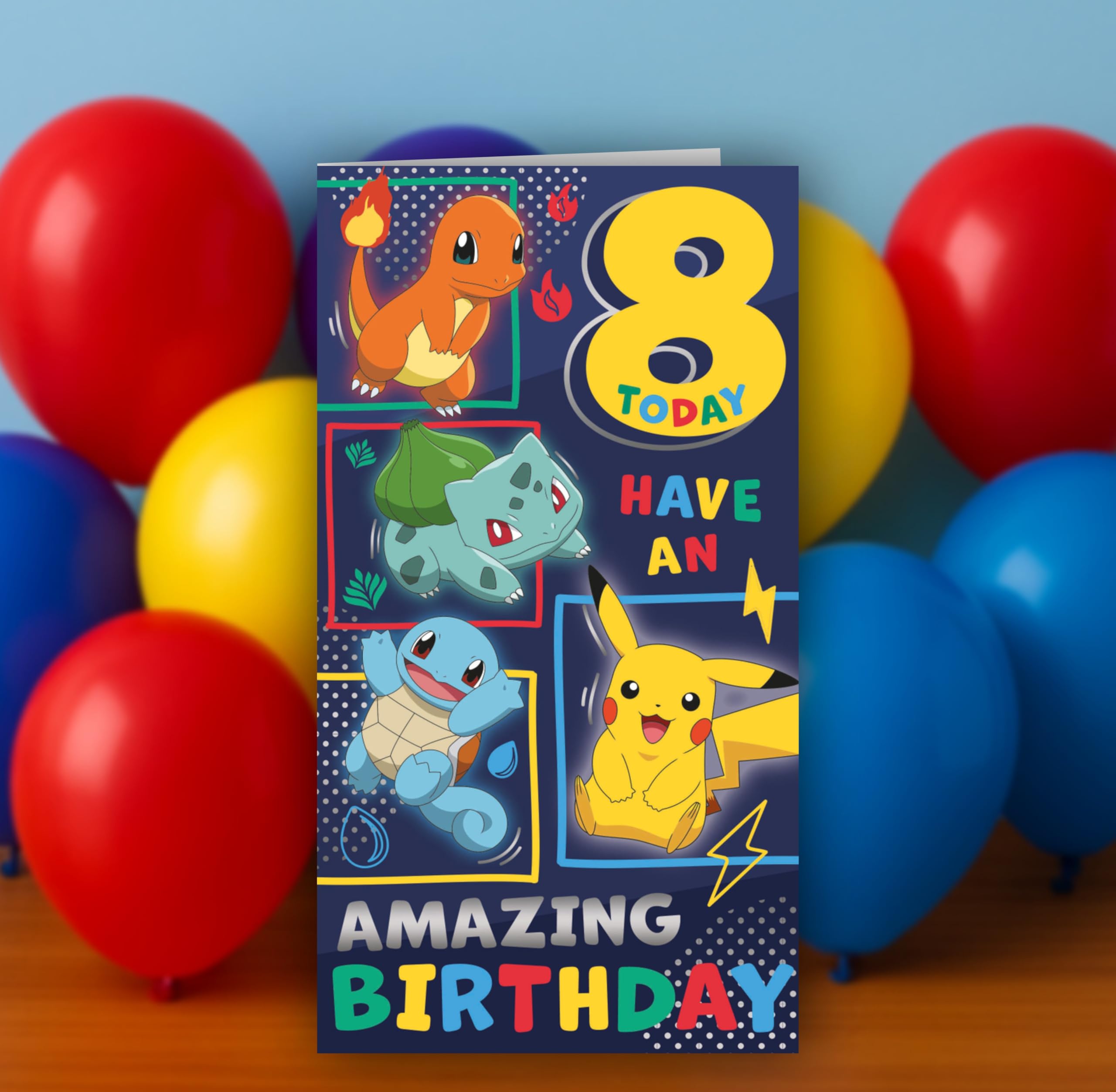 Danilo Promotions LTD Pokemon Birthday Card for Age 8 | Standard Size 22.9cm x 12.7cm | Recycled Content 2