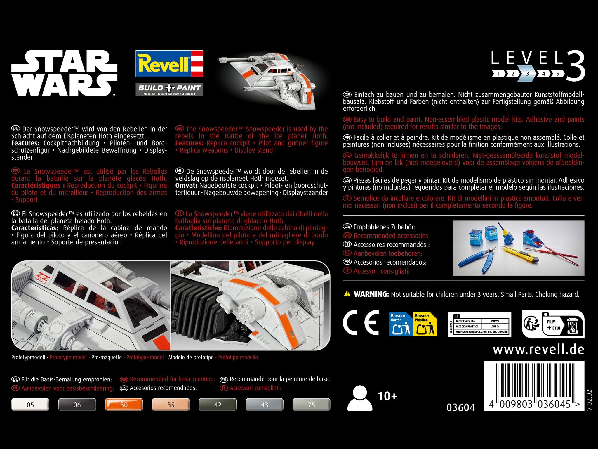 Revell Star Wars Snowspeeder Plastic Model Kit | Skill Level 3 | 100mm Length | Ages 10+ 6