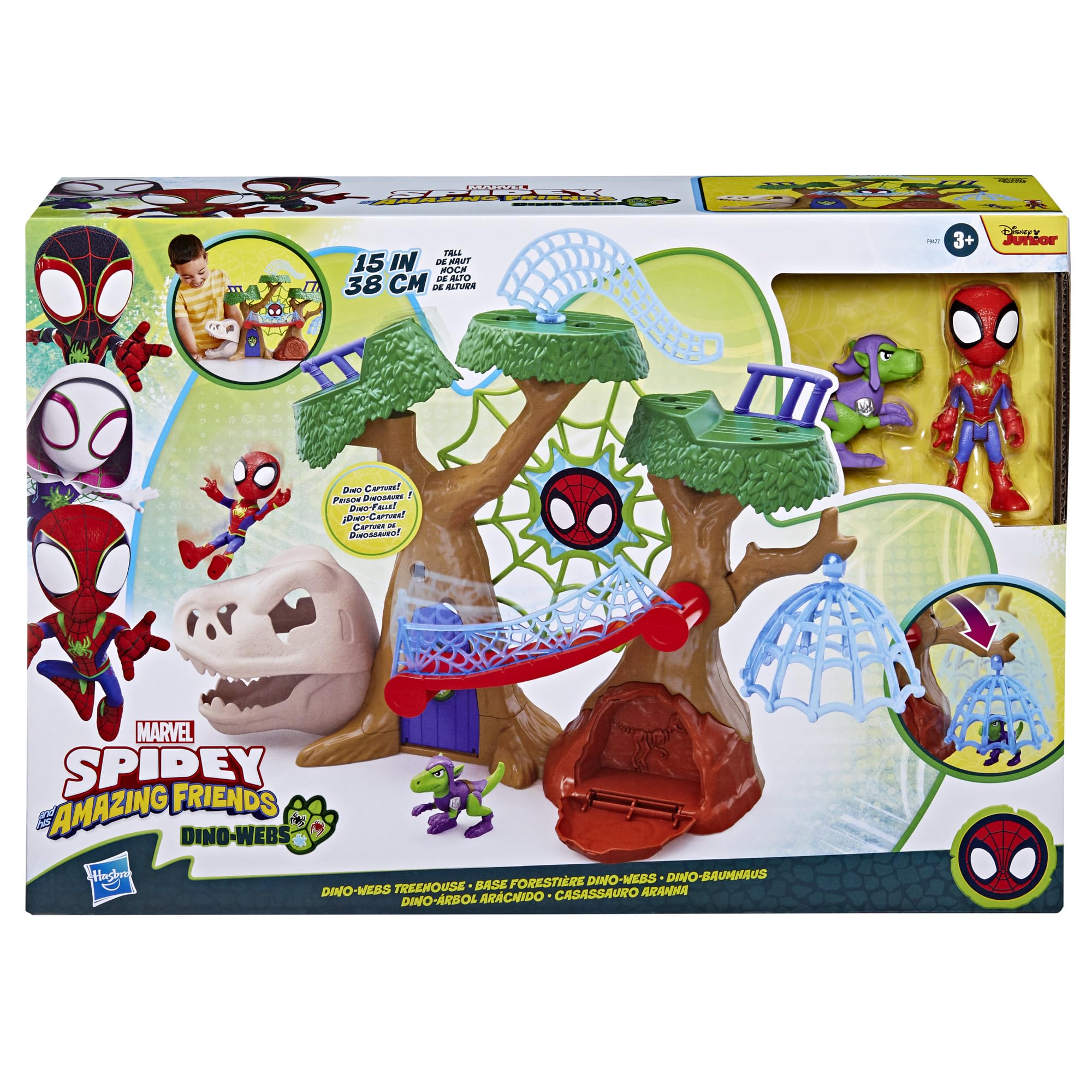 SPIDEY AND HIS AMAZING FRIENDS Dino-Webs Treehouse Playset | Spidey & Goblin Raptor Figures | Ages 3+ 3