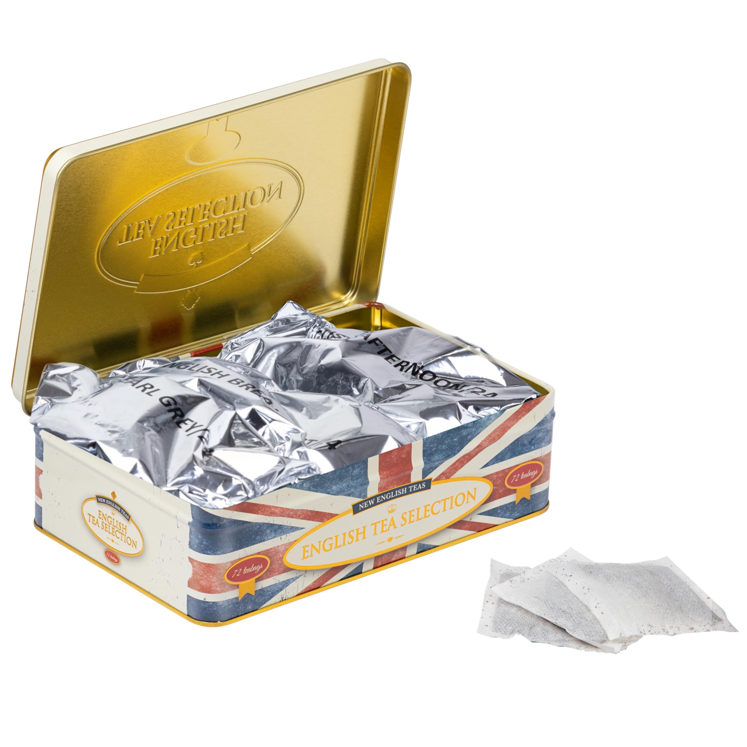 New English Teas Union Jack Flag Tin - 72 Teabag Selection of English Breakfast, Earl Grey & Afternoon 8