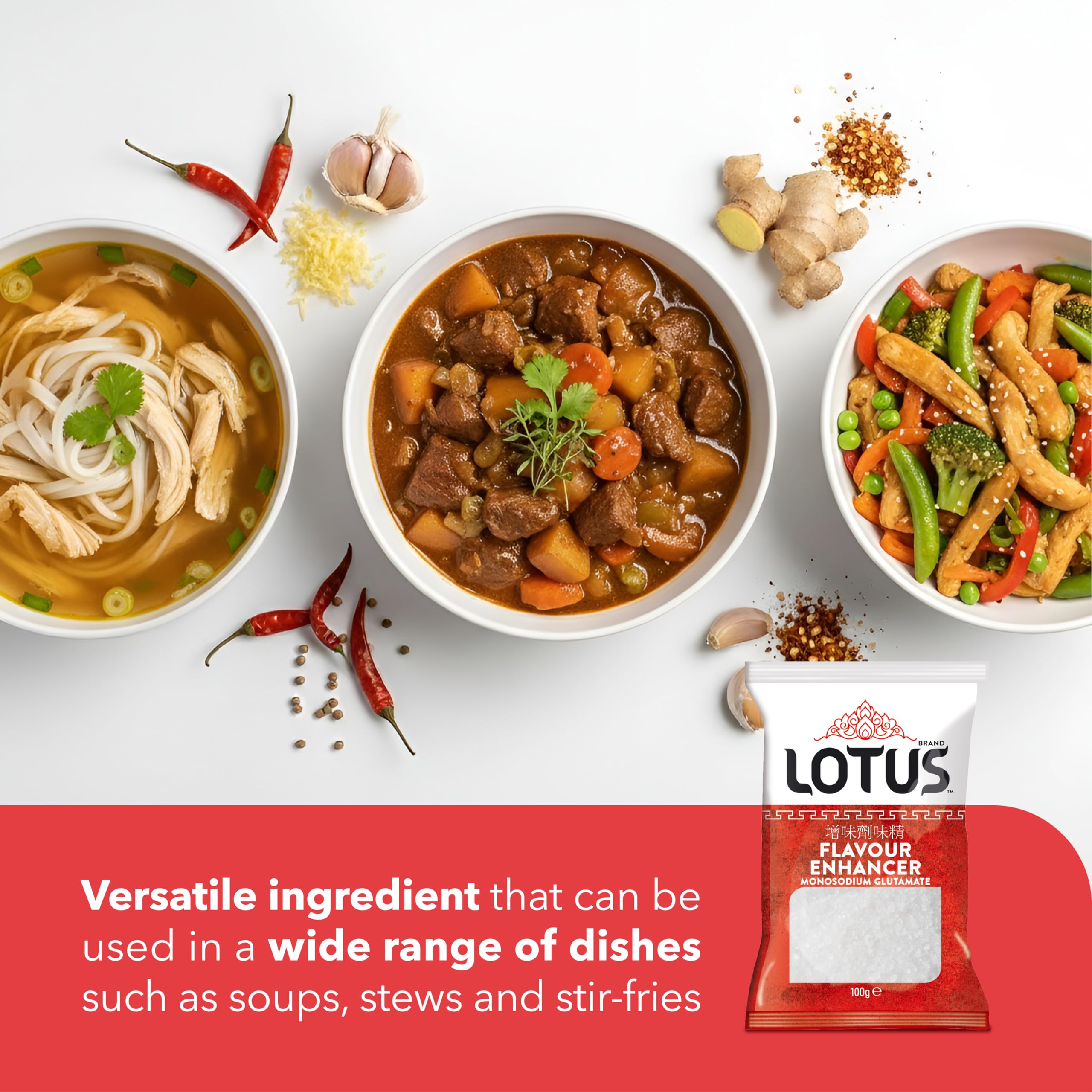 LOTUS BRAND MSG Flavour Enhancer - Enhances Natural Flavors | 100g Powder | Gluten-Free 5