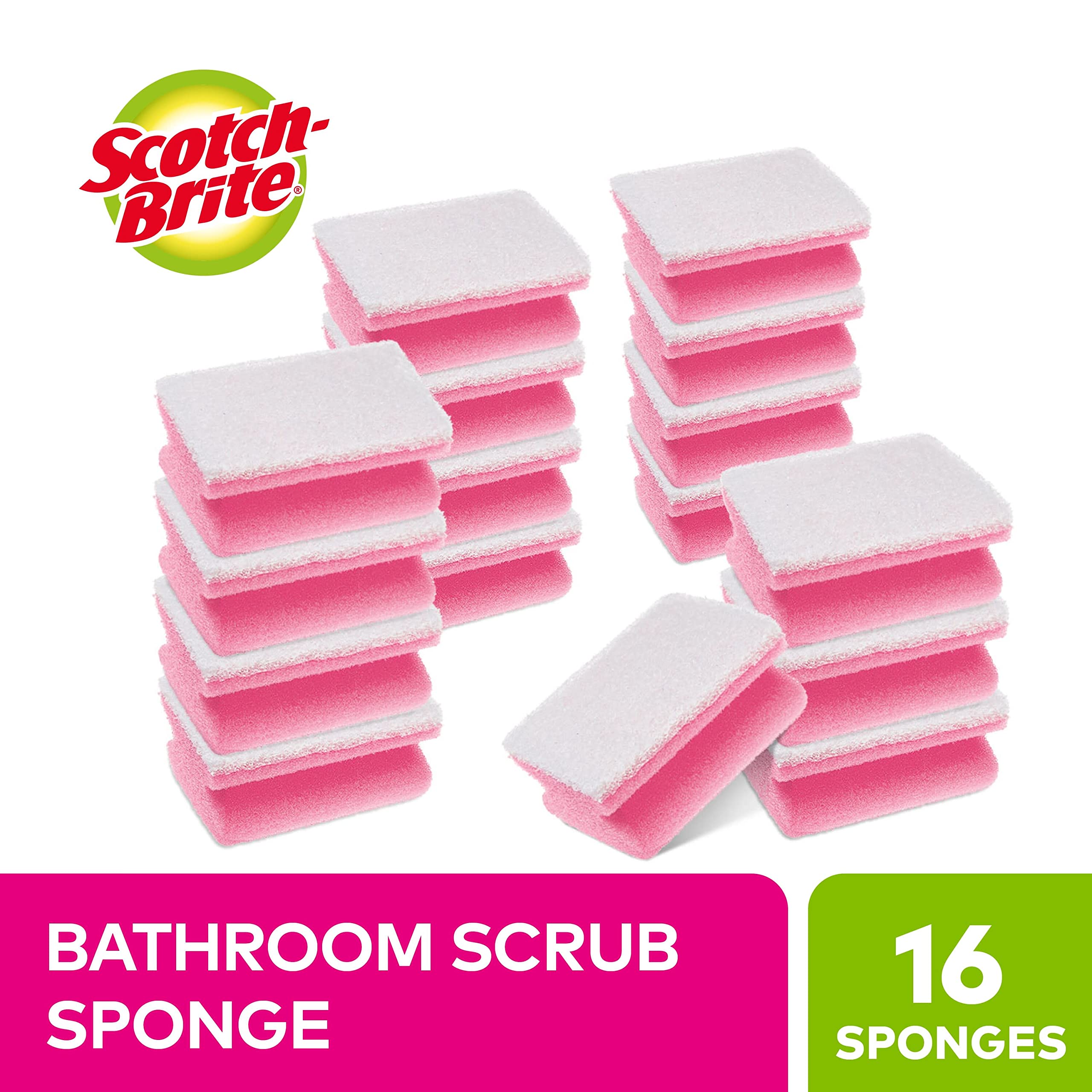 Scotch-Brite Bath Scrub Sponge - Non-Scratch Cleaning for Delicate Surfaces | 16 Pack