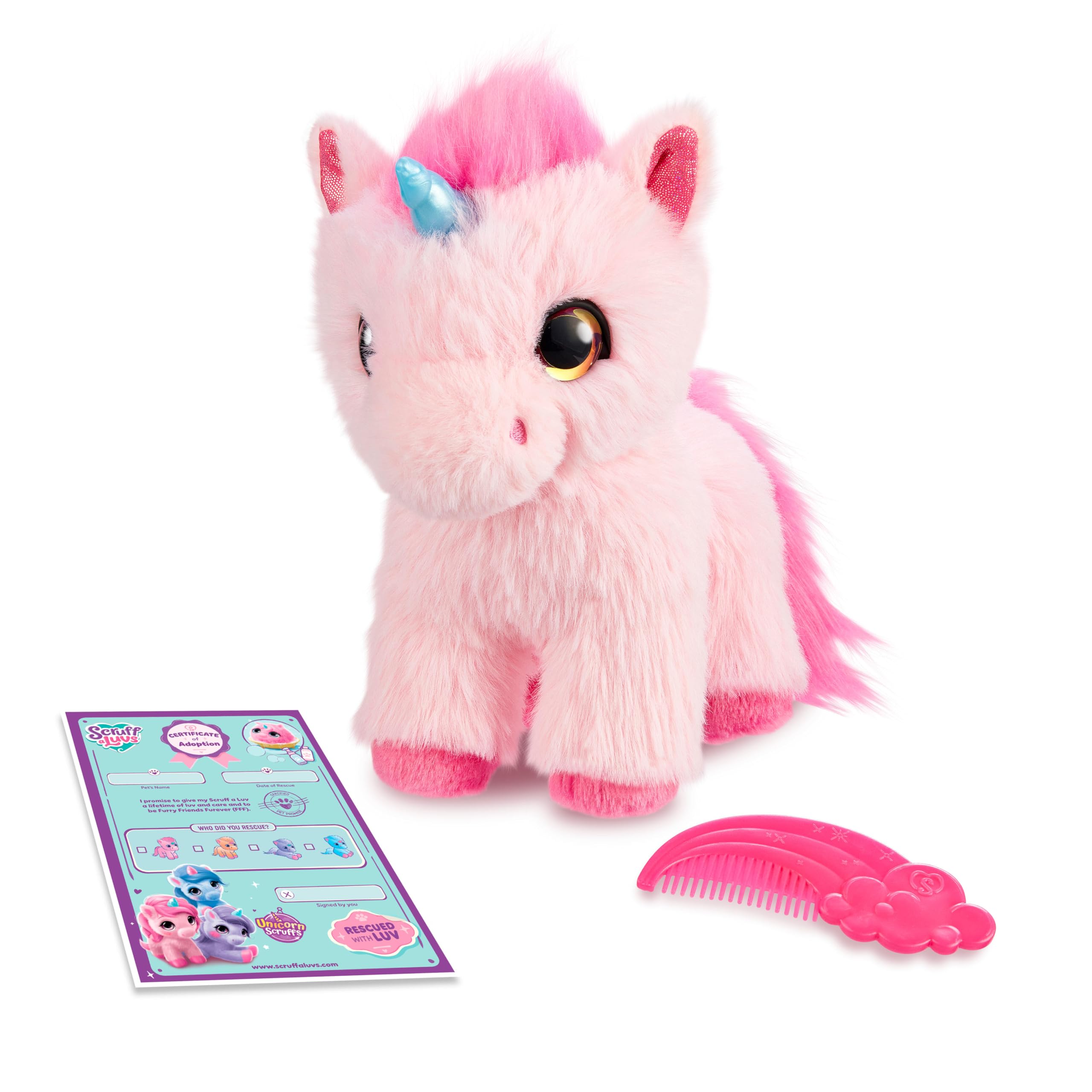 SCRUFFALUVS Unicorn Scruffs - Pink Plush Toy, 19cm | Wash to Reveal | Ages 2+ 6