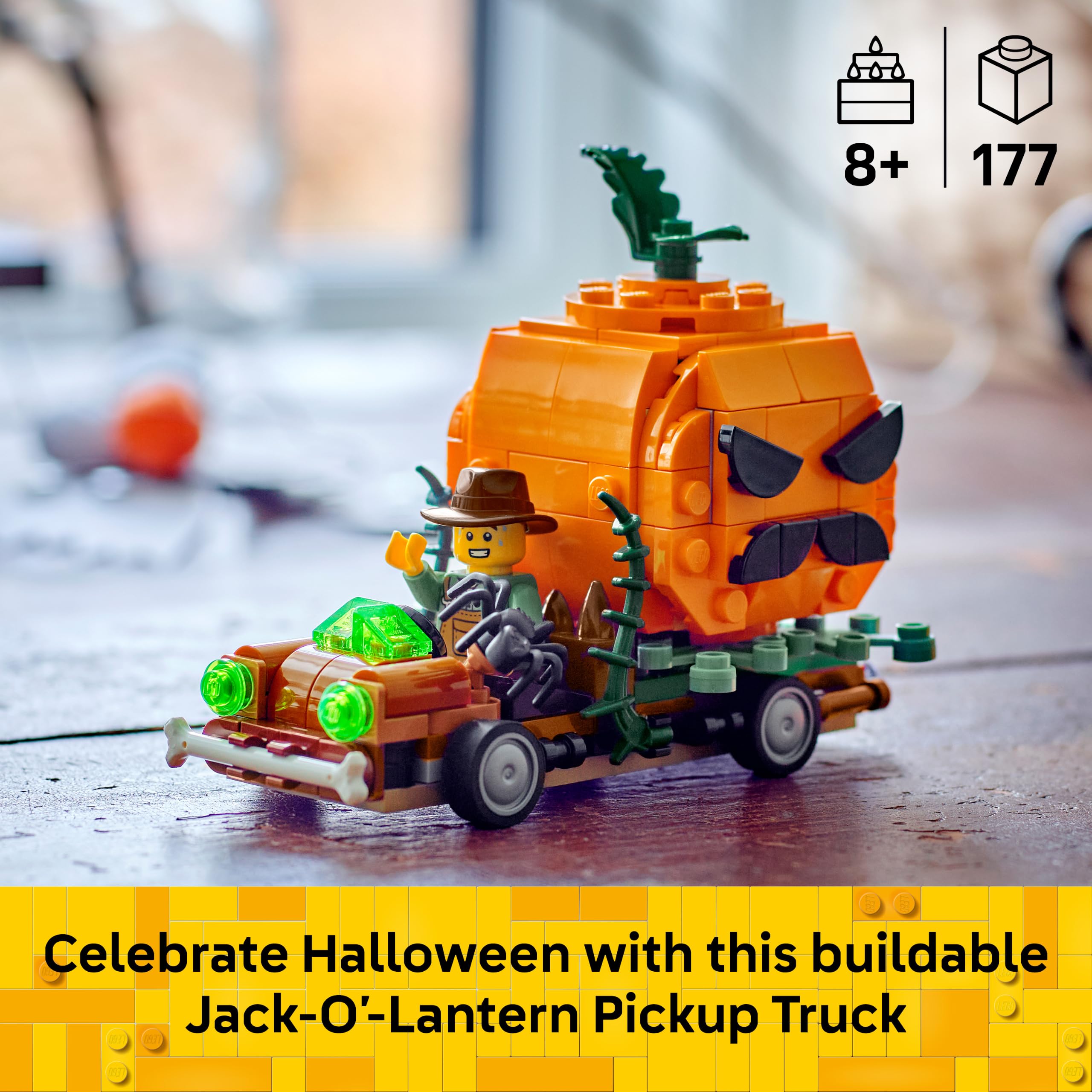 LEGO Jack-O'-Lantern Pickup Truck Building Set - Halloween Decoration | Ages 8+ | 40822 2