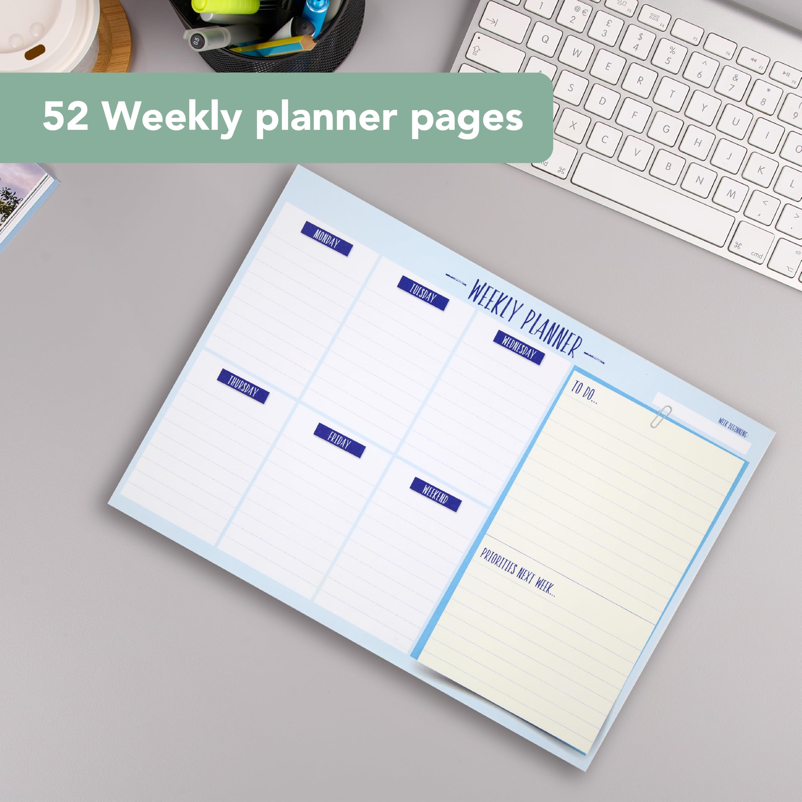 SUMMIT A4 Undated Weekly Desk Planner Pad - 52 Tear Off Pages | Organization Tool 4