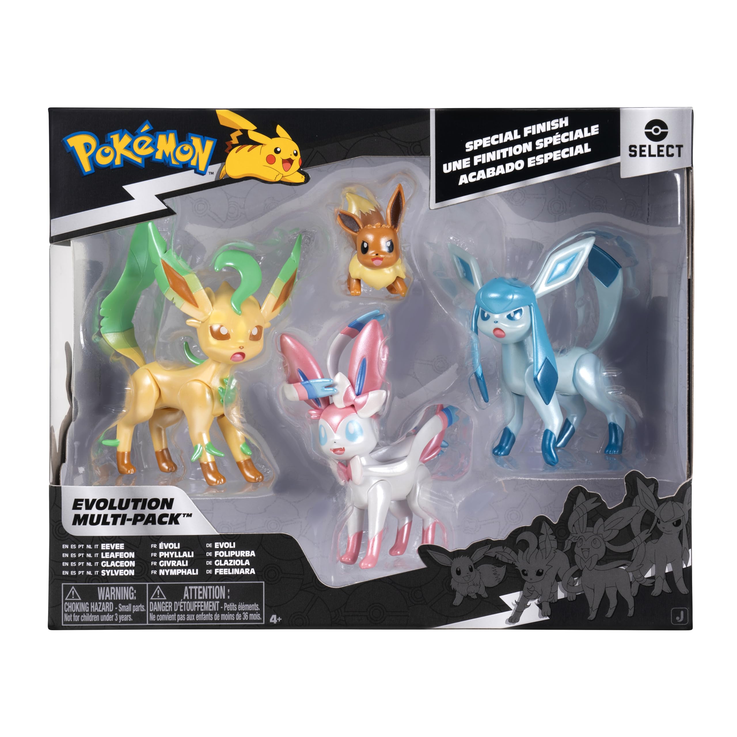 Pokémon Eevee Evolution Pack - Eevee, Leafeon, Glaceon, Sylveon Figures | Classic Edition