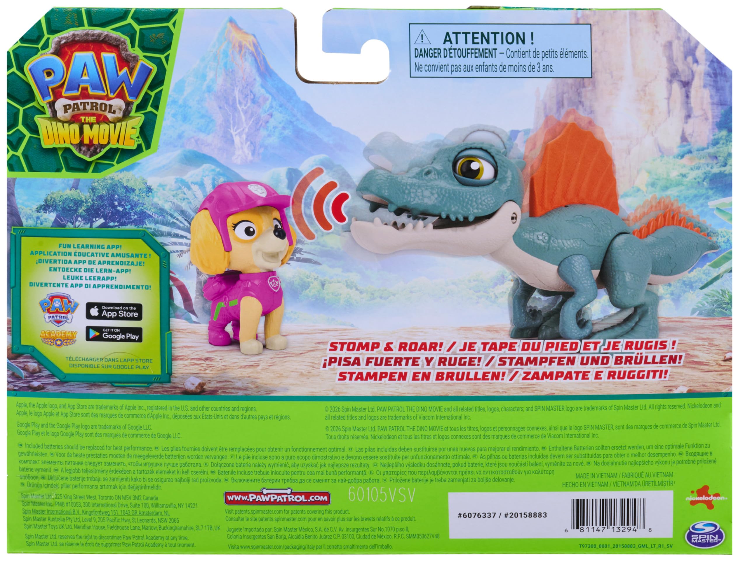 Paw Patrol Dino Movie Skye Roaring Pup Pals Action Figure - Ages 3+ 9