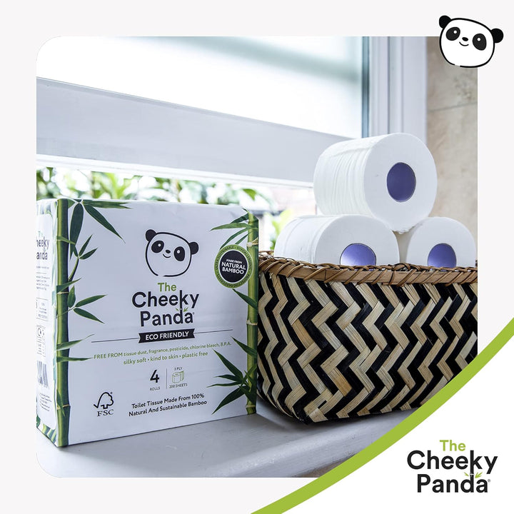 The Cheeky Panda - Bamboo Toilet Tissue Paper (Pack of 4 Rolls, 3-Ply, 200 Sheets)