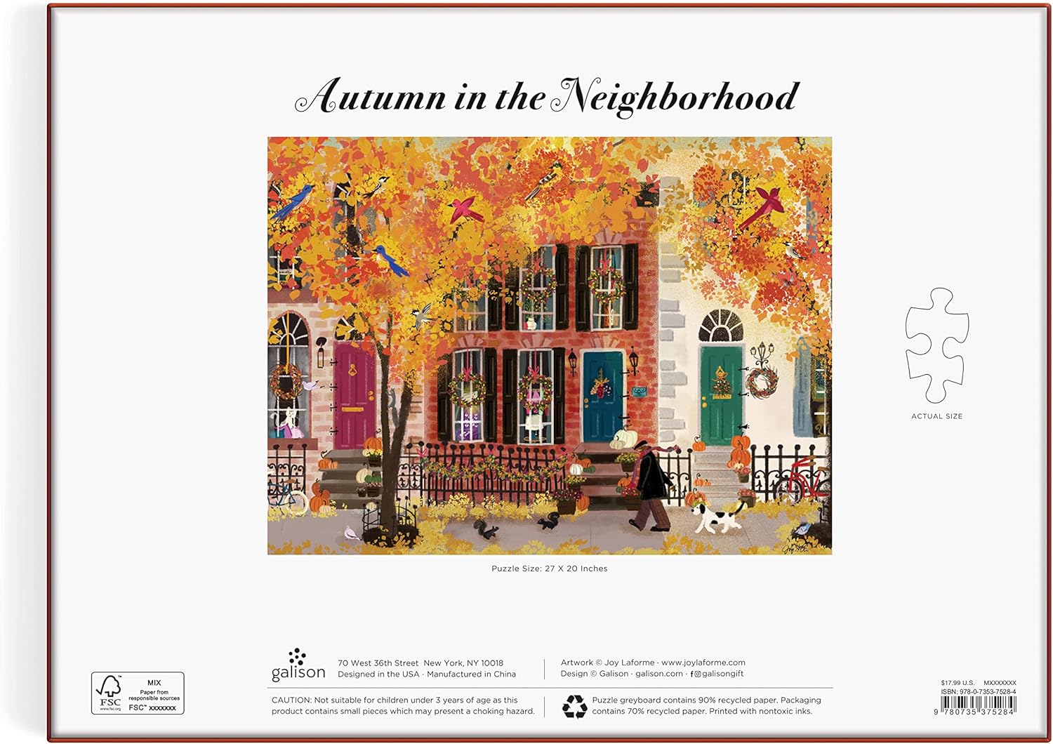 Autumn in the Neighbourhood 1000 Piece Puzzle - Galison Jigsaw for Adults 3