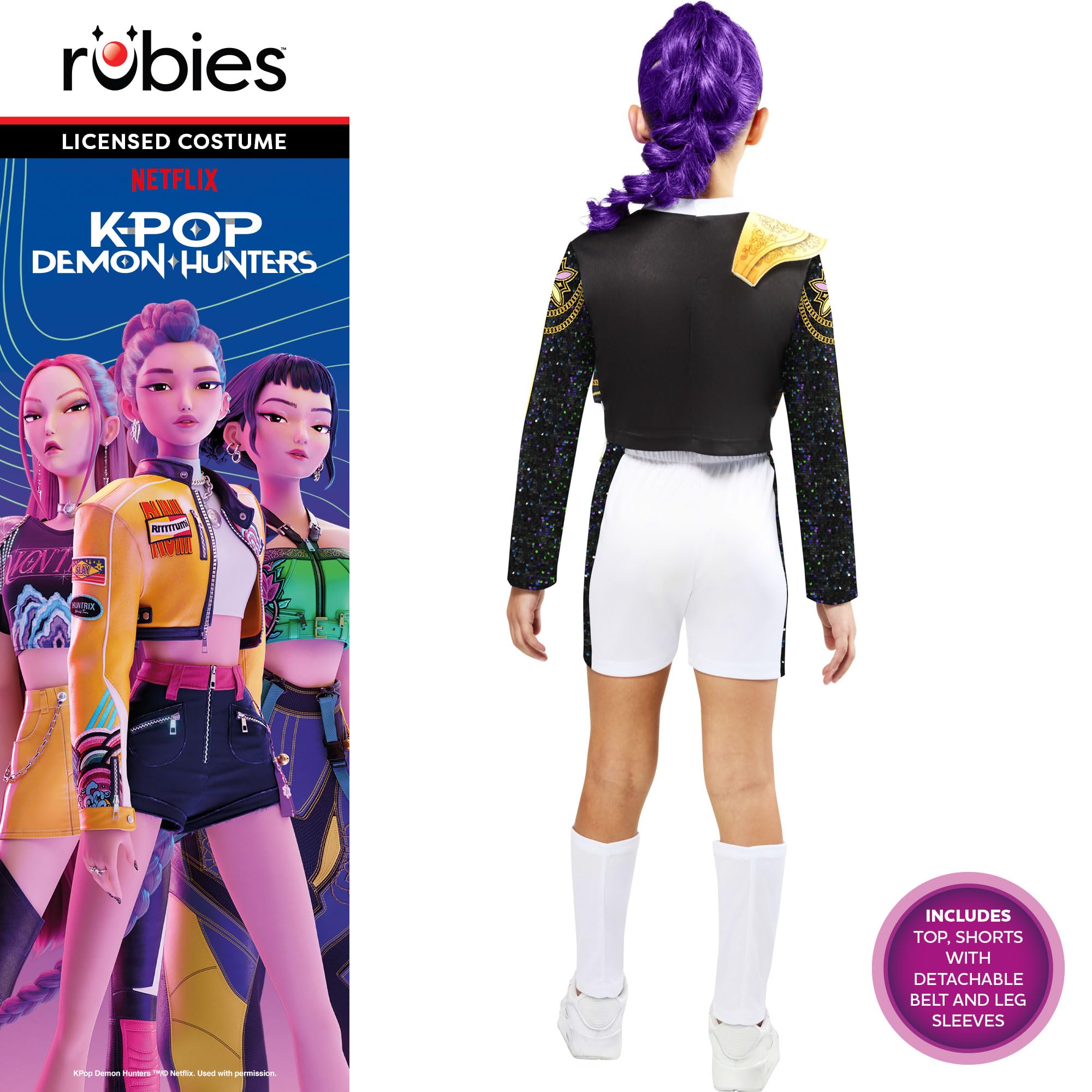 Rubies K-Pop Demon Hunters Rumi Golden Hybrid Child Costume - Size 7-8 Years | Polyester