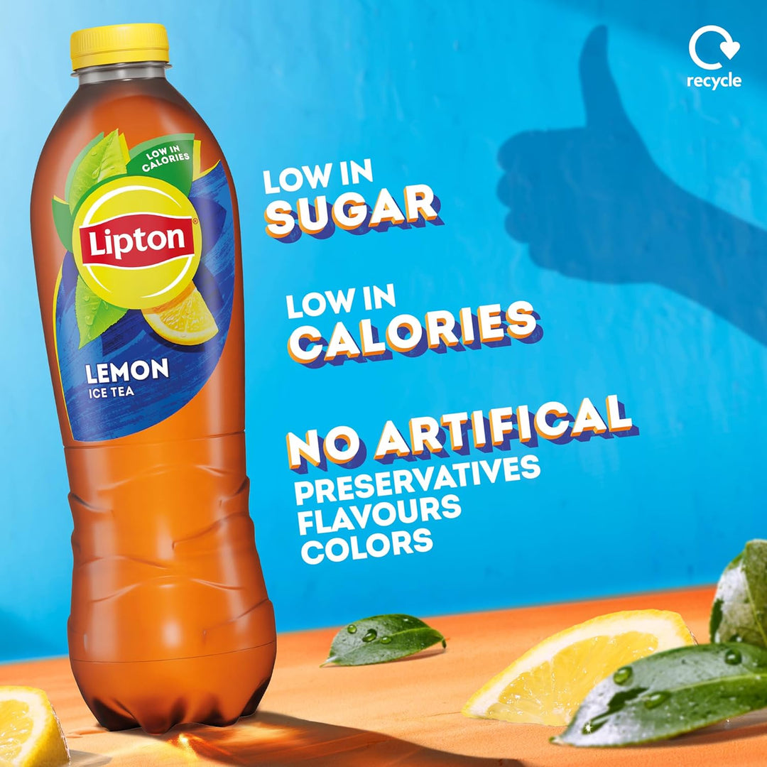 Lipton Ice Tea Lemon 1.25L Bottle - Refreshing Black Tea with Real Lemon Juice