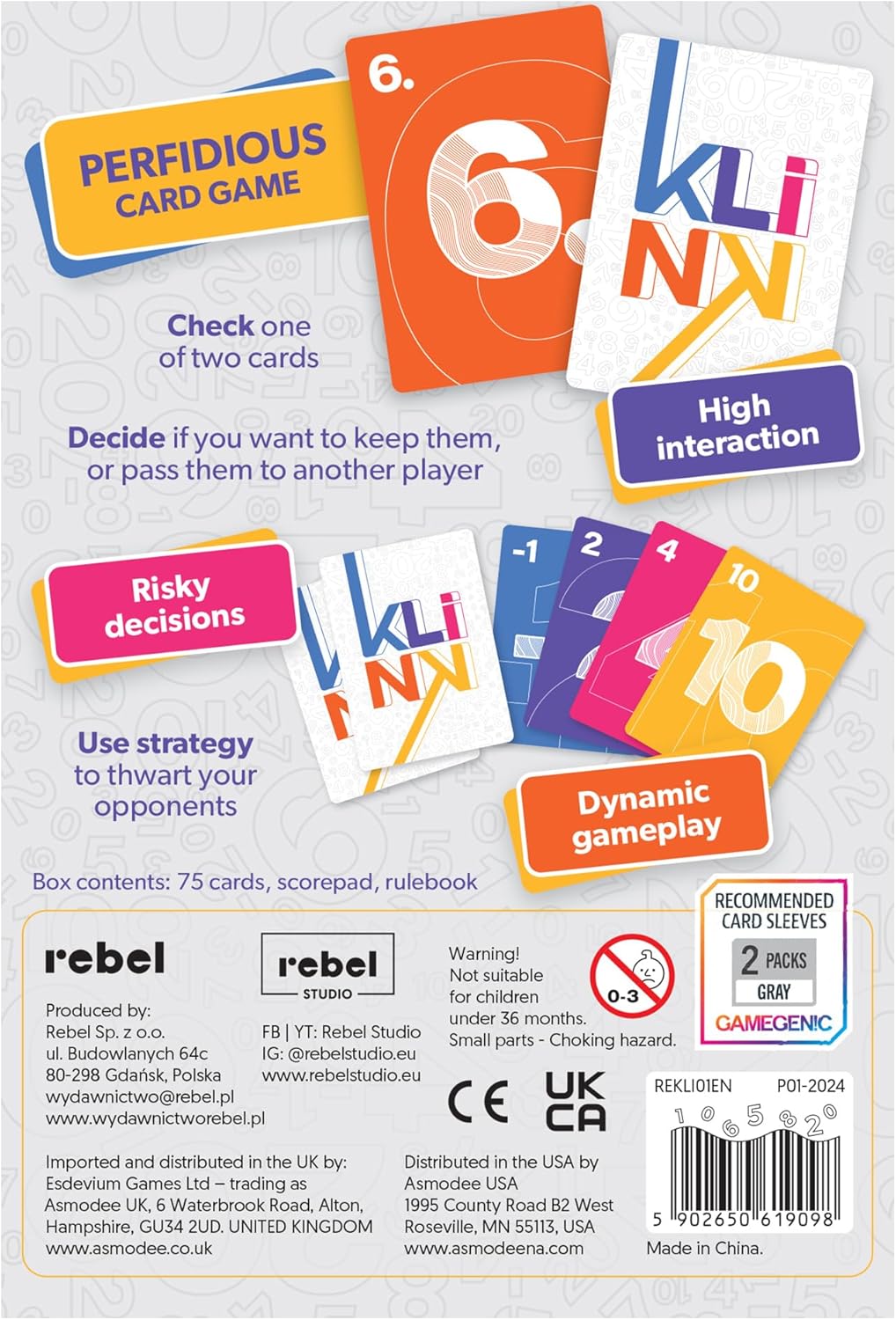 Rebel Klink Card Game - Push Your Luck Numbers Game for Parties