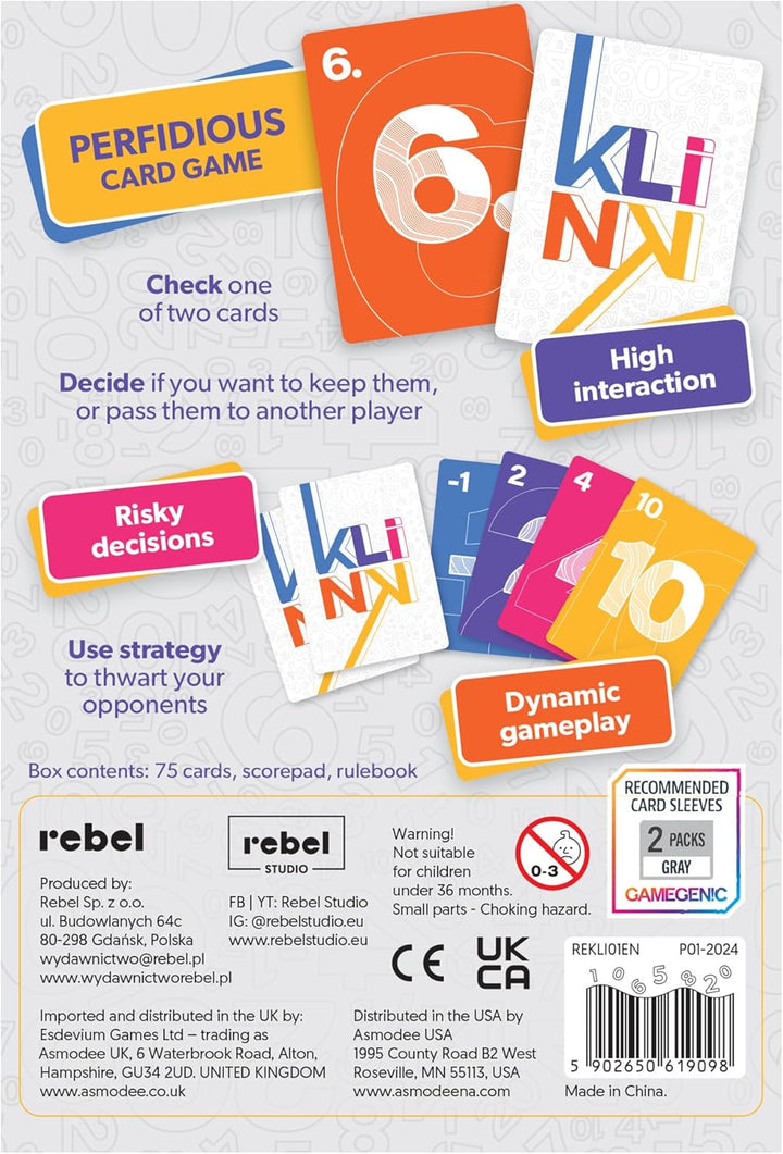 Rebel Klink Card Game - Push Your Luck Numbers Game for Parties