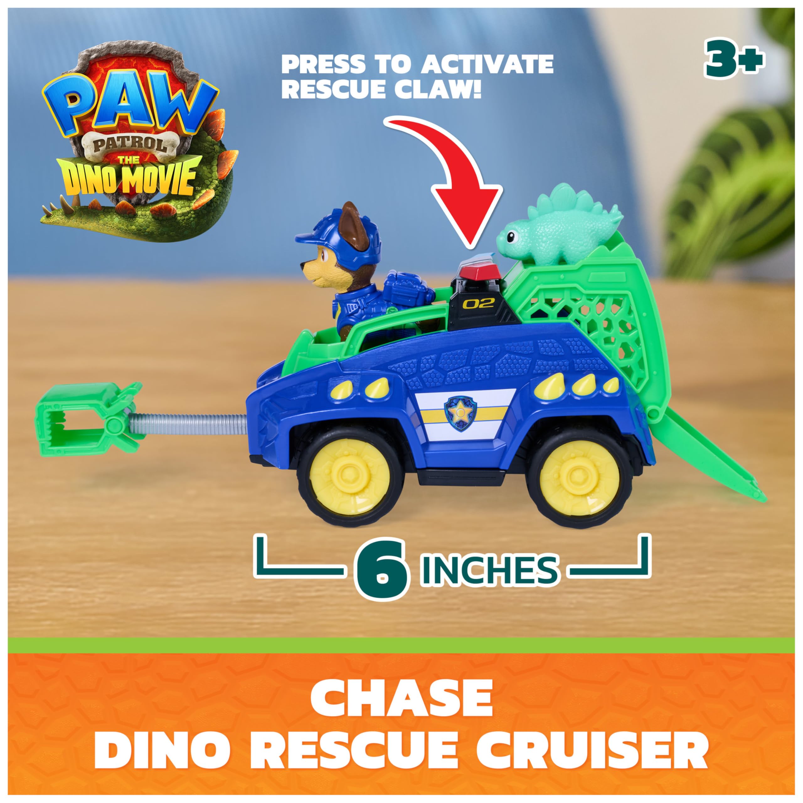 Paw Patrol Chase Dino Rescue Cruiser Toy Car Vehicle - Ages 3+ 2
