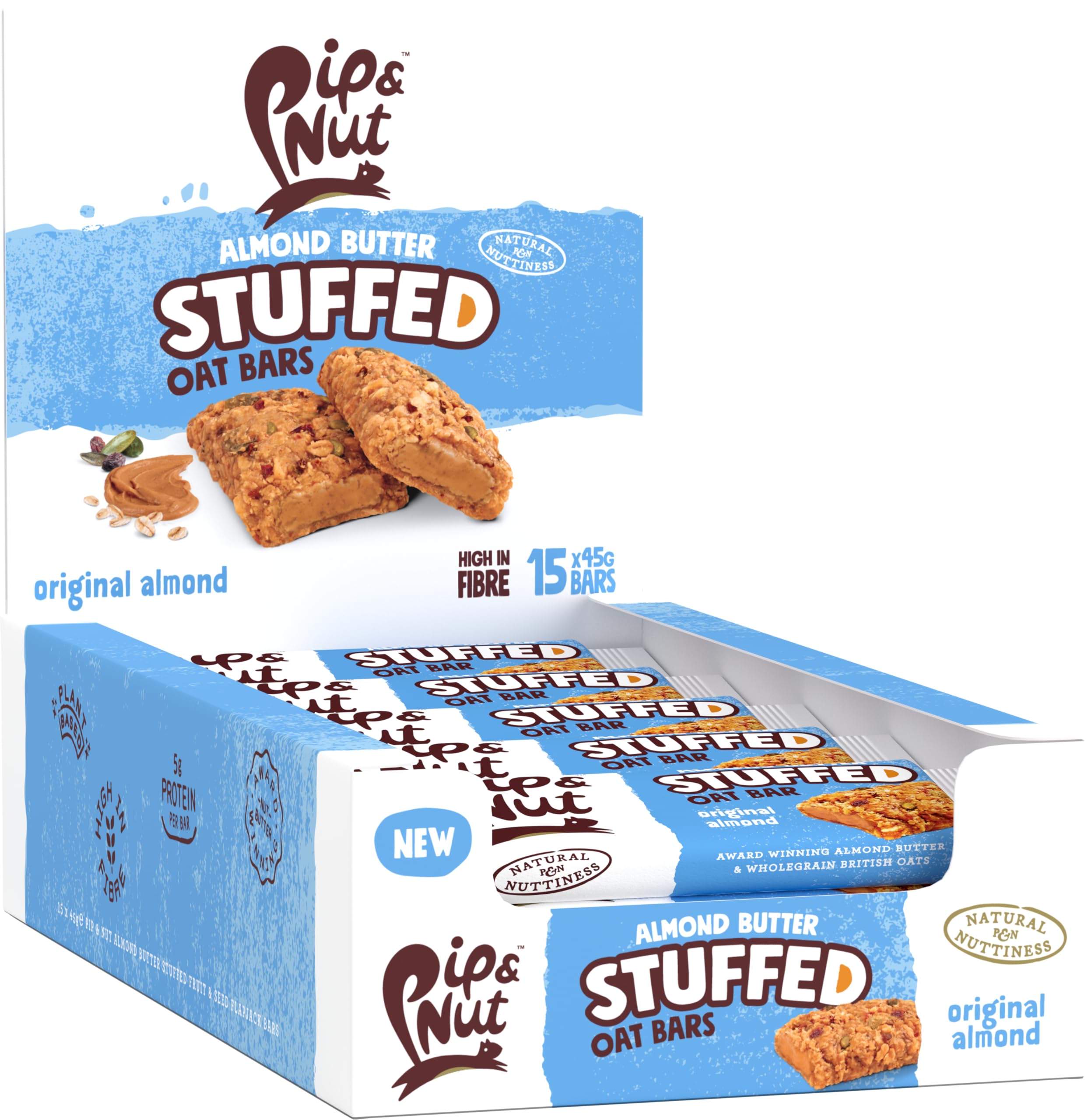 Pip & Nut Almond Butter Stuffed Original Oat Bar - High Fibre, 5g Protein, No Palm Oil