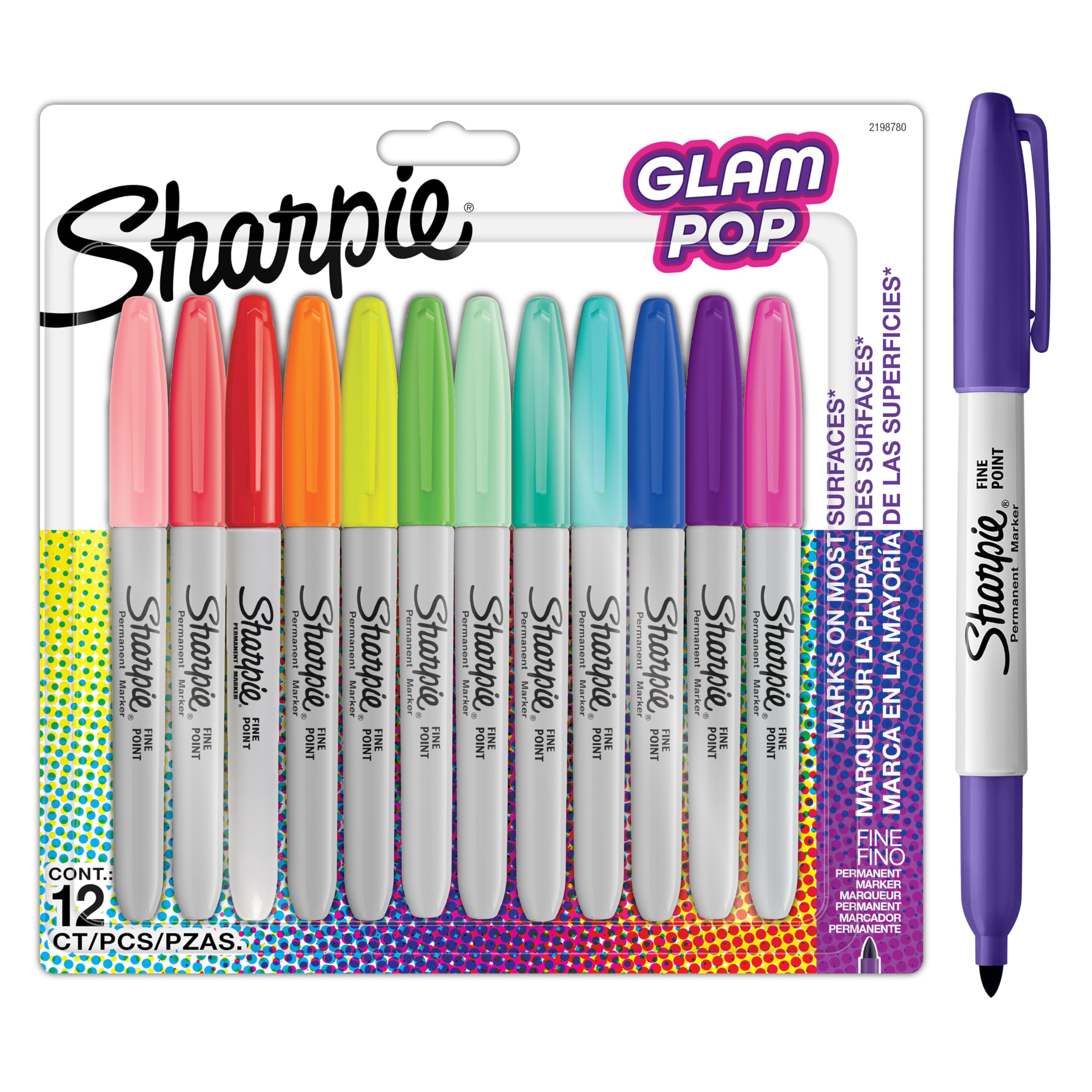 Sharpie Glam Pop Permanent Markers | Fine Point for Bold Details | Assorted 1