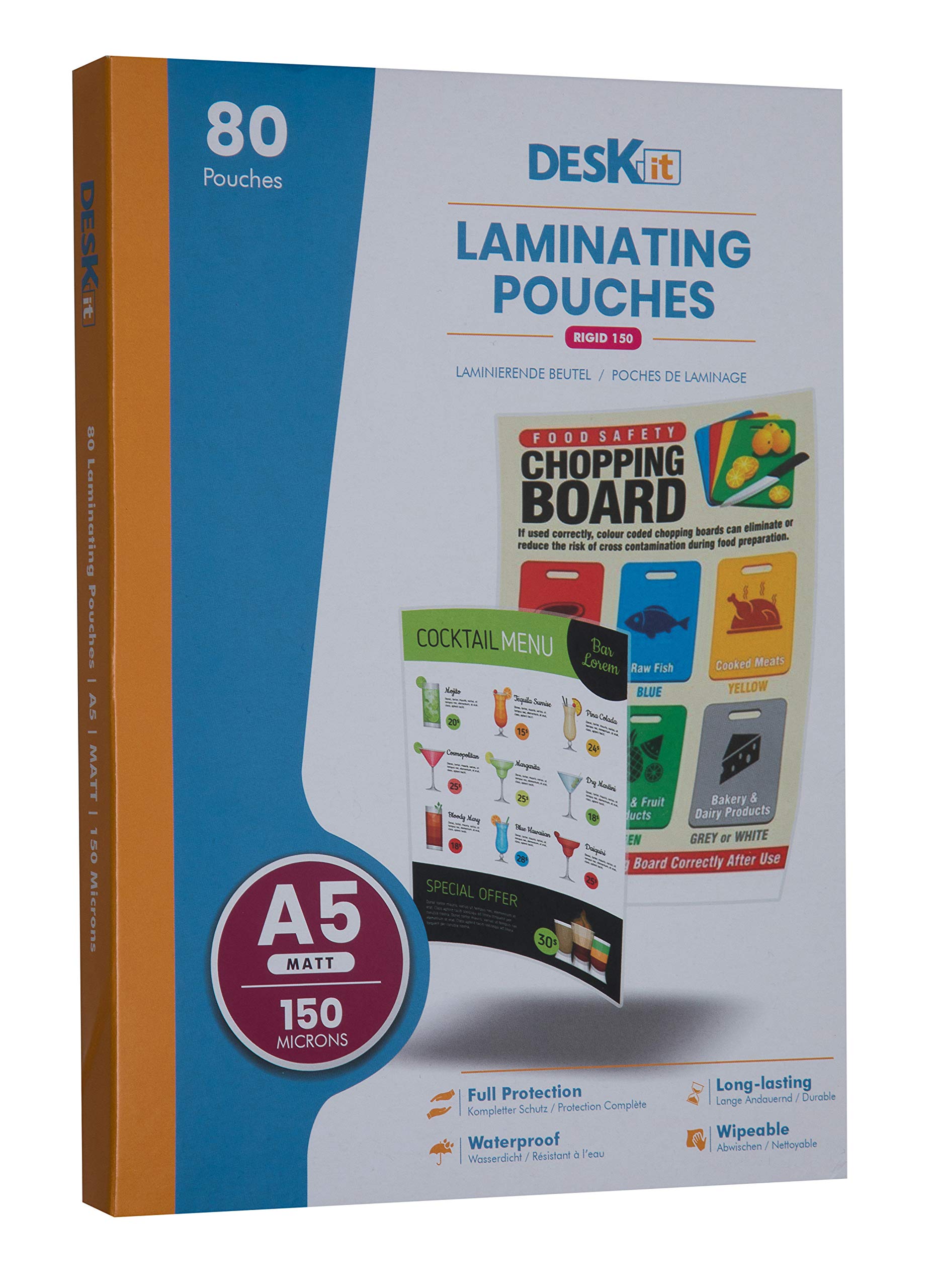 deskit A5 Laminating Pouches - Matt Finish, 150 Microns, 80 Sheets | Everyday Document Protection