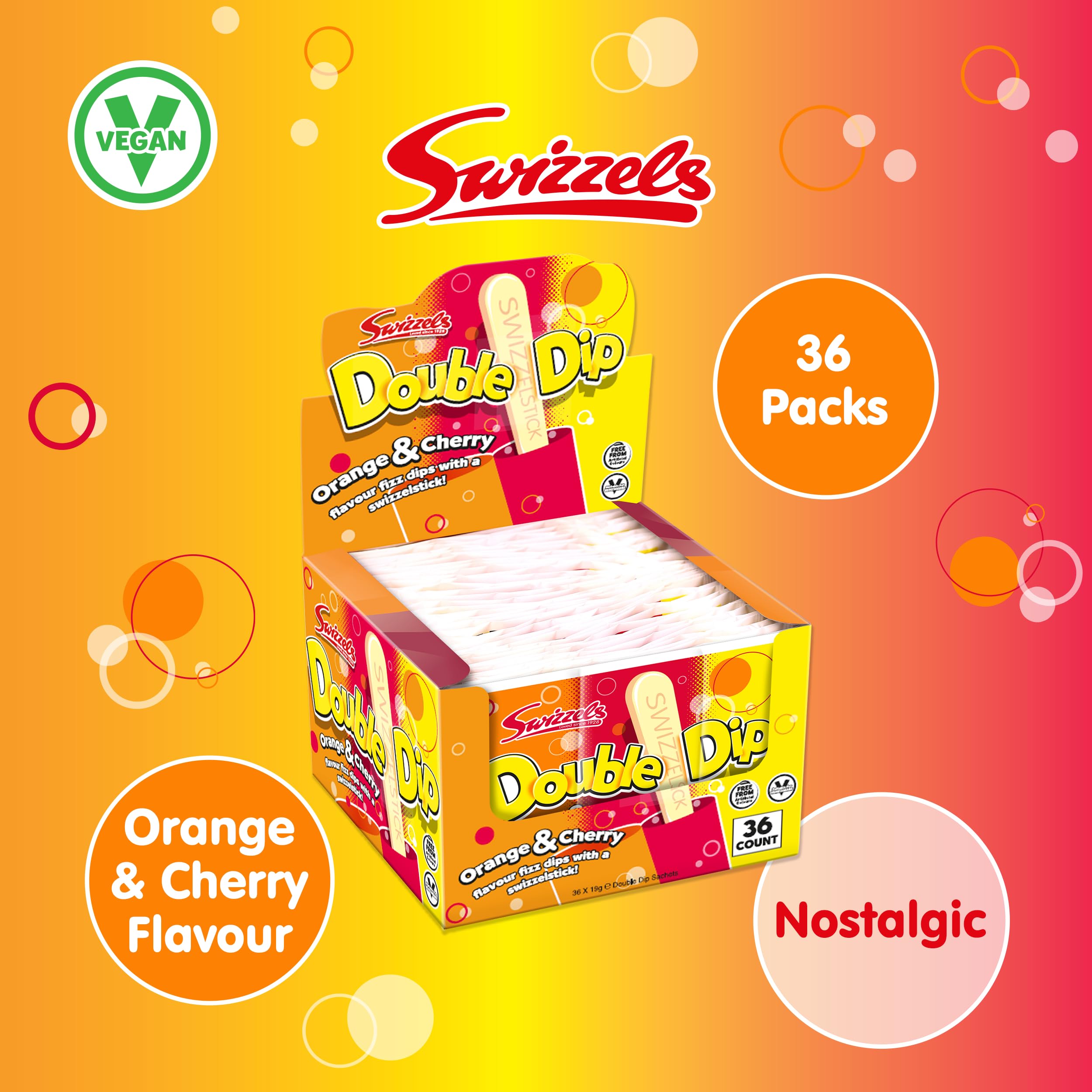 Swizzels Orange and Cherry Double Dip Sherbet Sweets - 36 Sachets (Fizzy Sherbet Dip, No Artificial Colours, Made in UK) 5