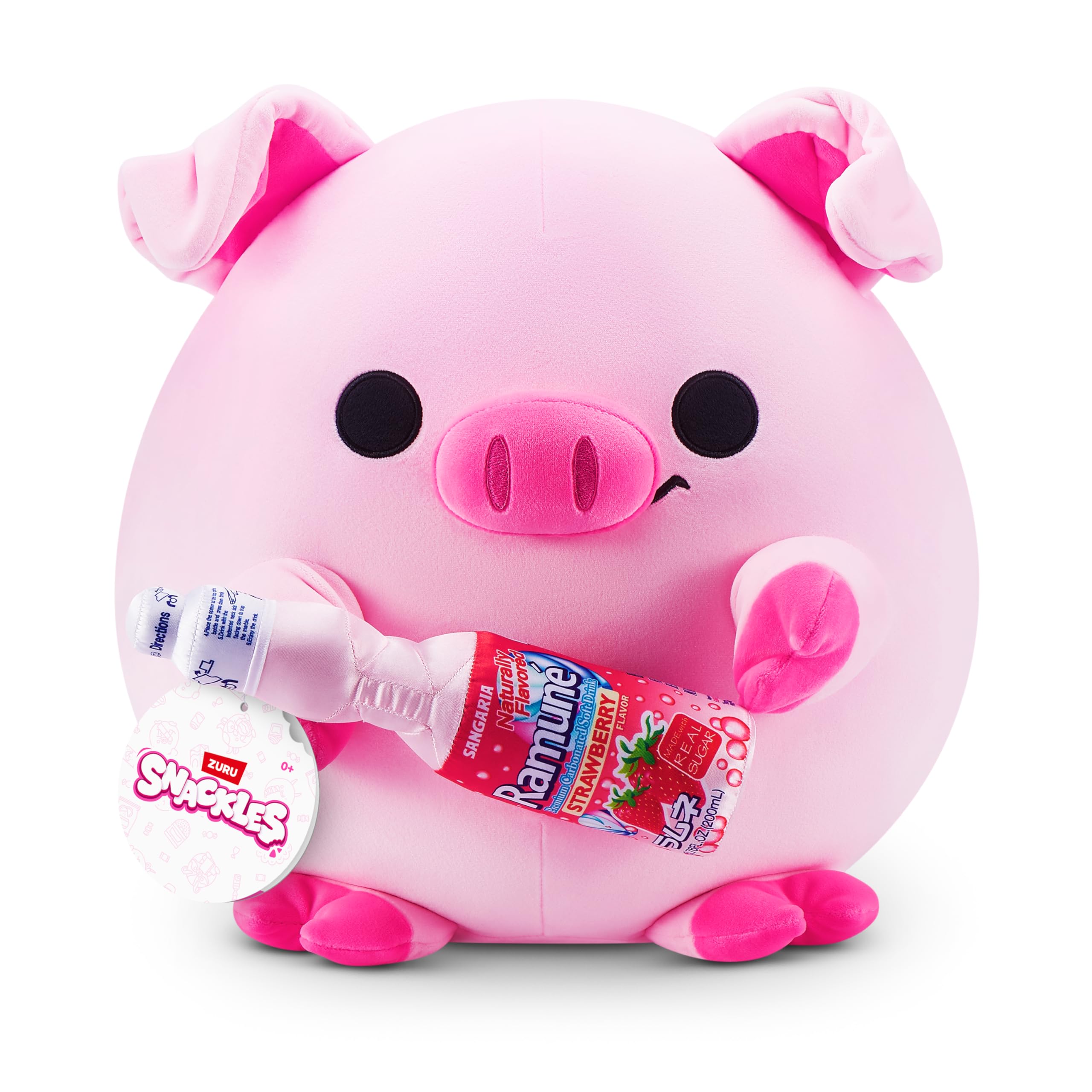Snackles Piggy Anna Plush - 14-inch Super-Soft Collectible with Sangaria Strawberry Ramune Snack by ZURU 1