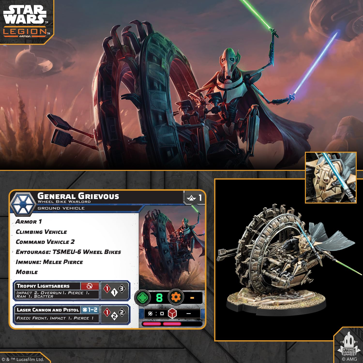 Asmodee Star Wars: Legion - General Grievous on TSMEU-6 Wheel Bike | Strategy Wargame | 2 Players 5