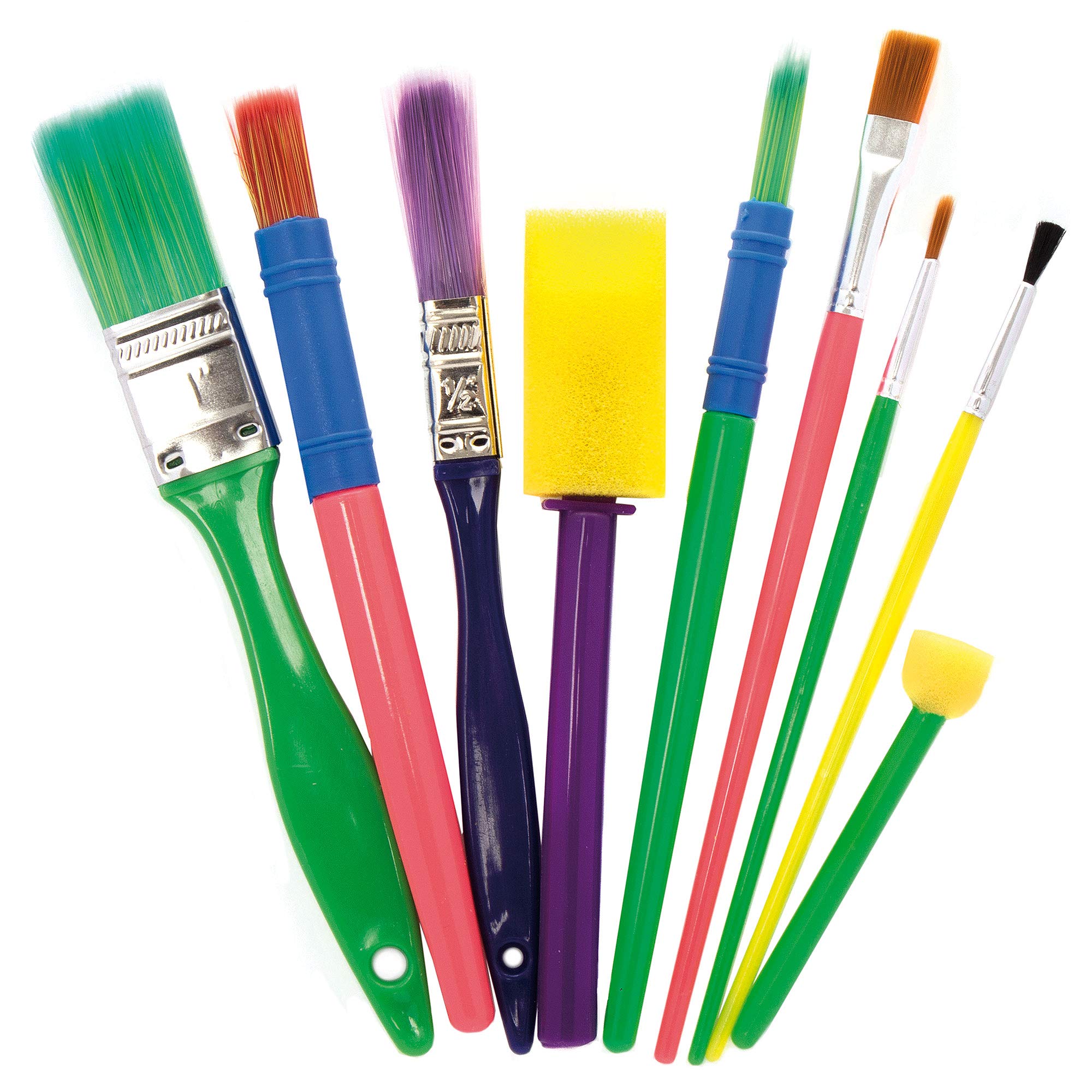 Baker Ross Kids Paint Brush Set - 25 Piece Assorted Sizes with Foam Dabbers 3
