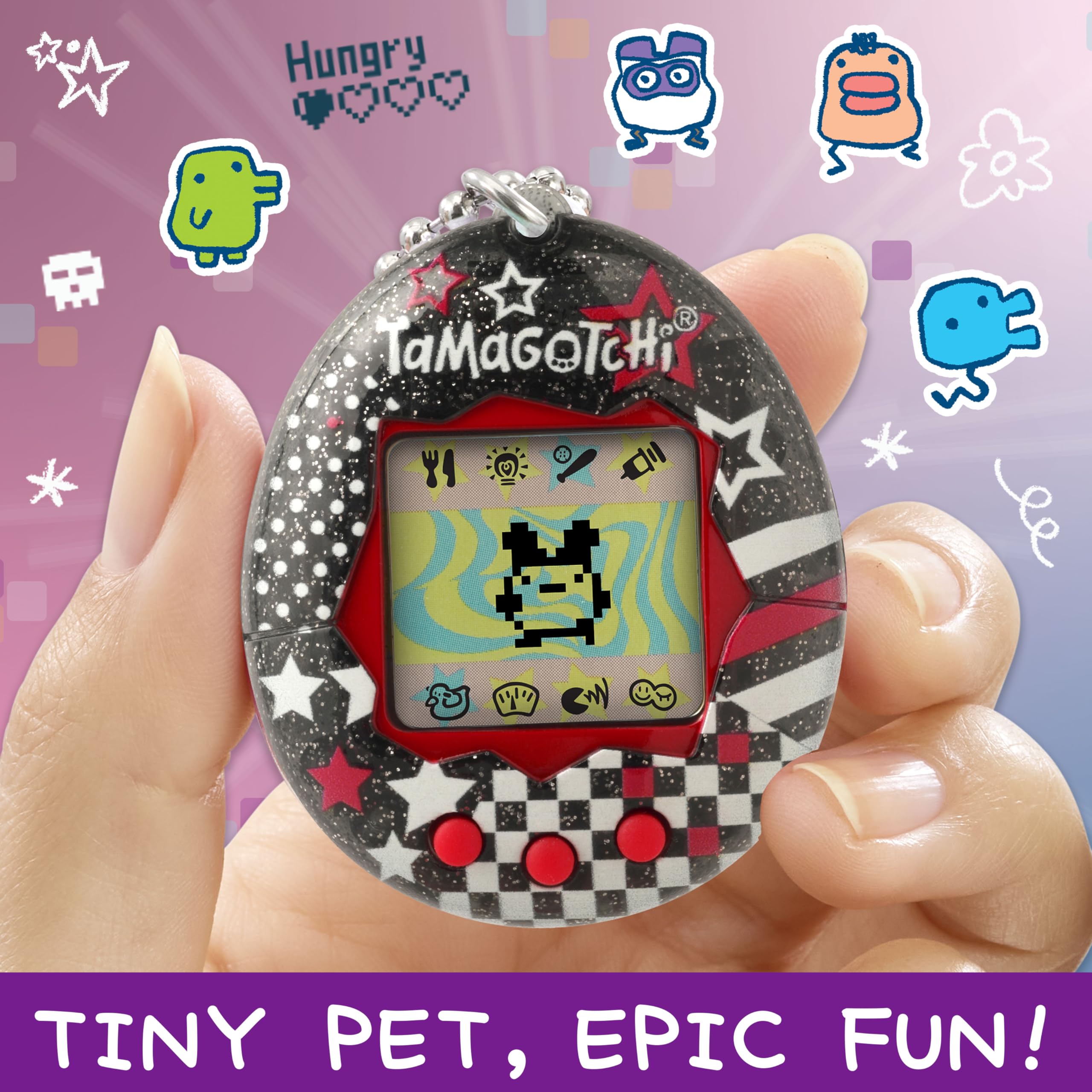 Bandai Tamagotchi Original Rock Glitter Digital Pet - Electronic Virtual Pet Toy for Kids 8+ 12