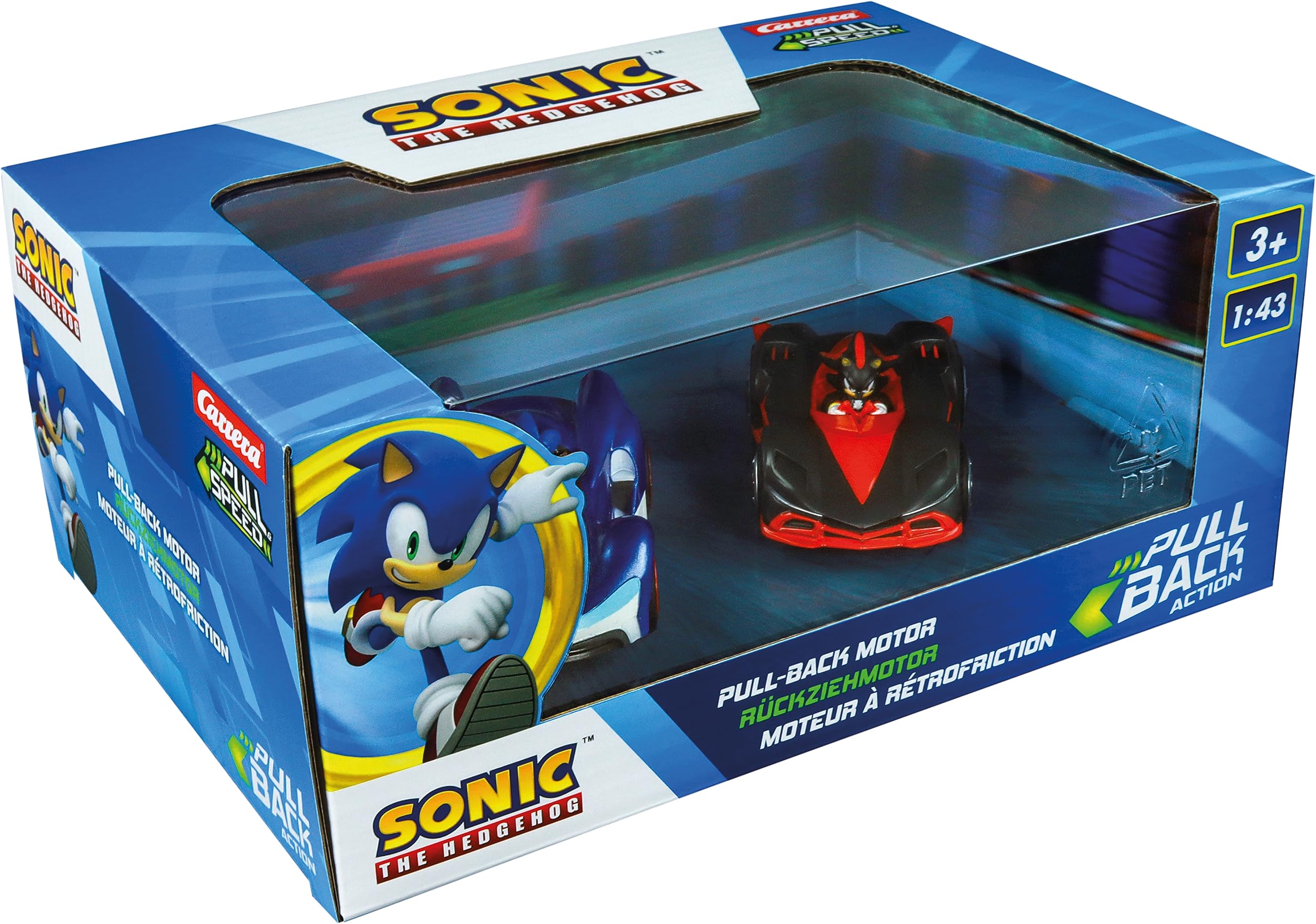 Pull & SPEED Sonic the Hedgehog Twinpack - Sonic vs. Shadow Pull-Back Cars | 2 Pack | 4 Inch