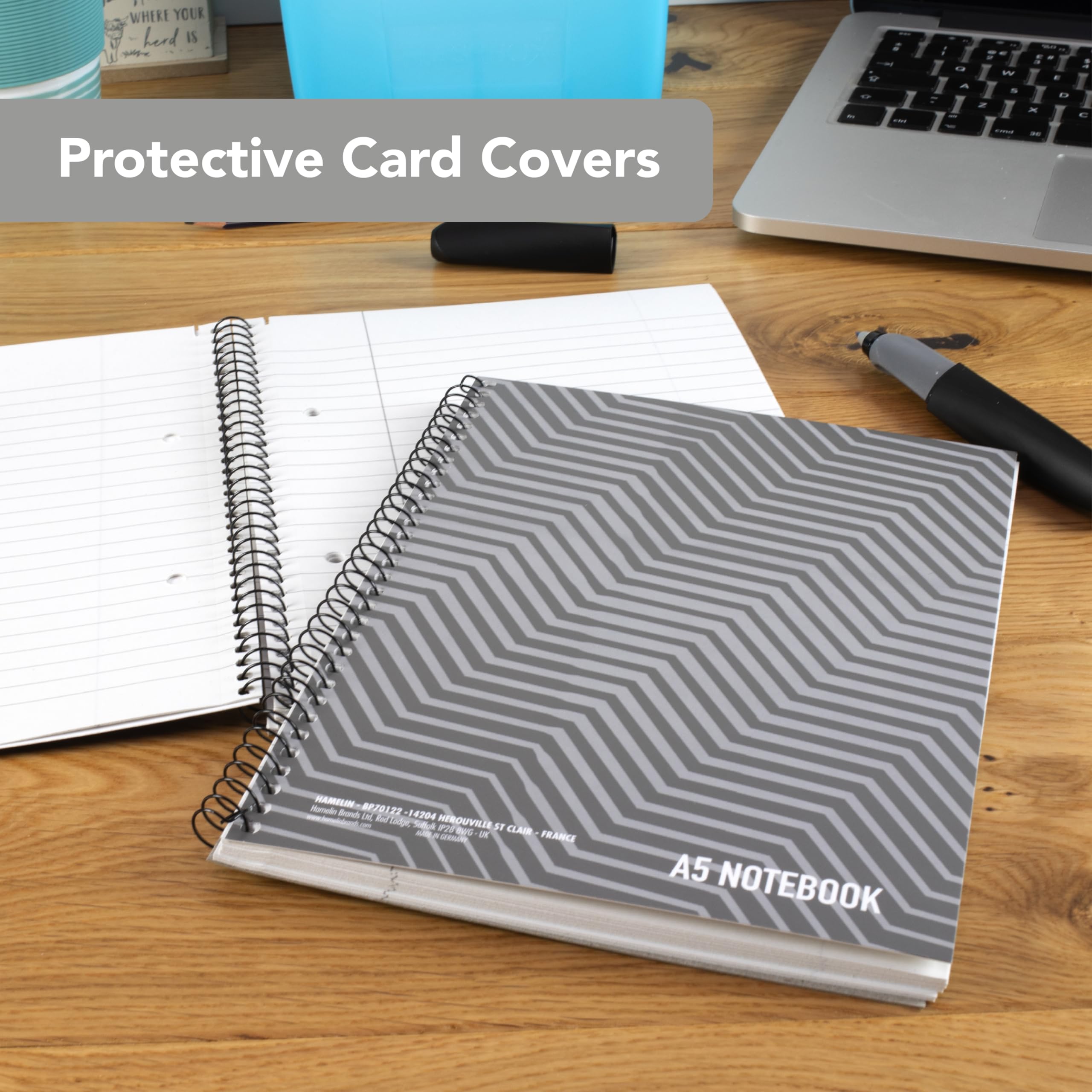 SUMMIT Jotter A5 Notebook - 80 Sheets, 160 Page, 8mm Ruled with Margin | Pack of 5 Grey 4