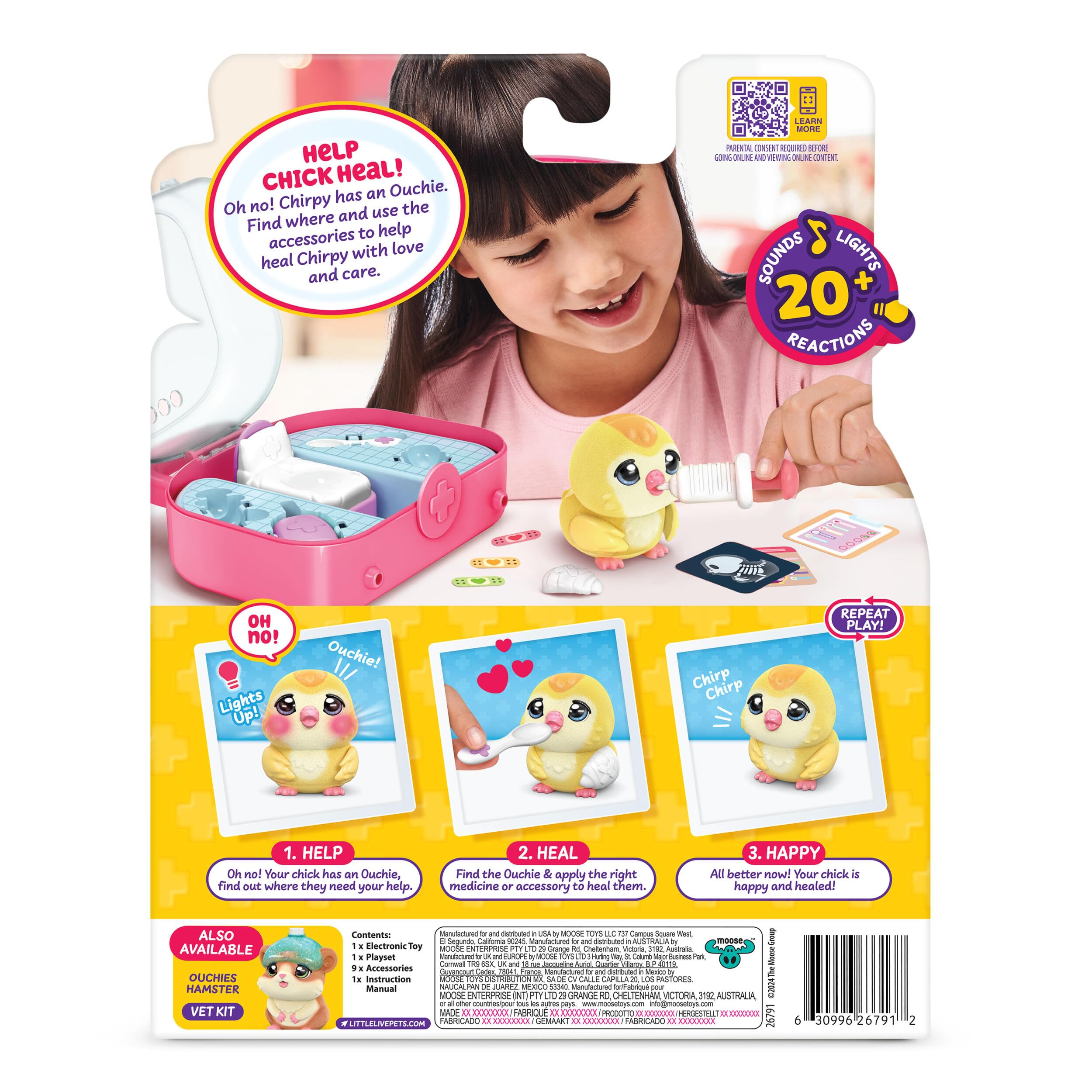 Little Live Pets Ouchies Vet Kit - Chirpy the Chick Interactive Toy with 20+ Sounds & Lights 5