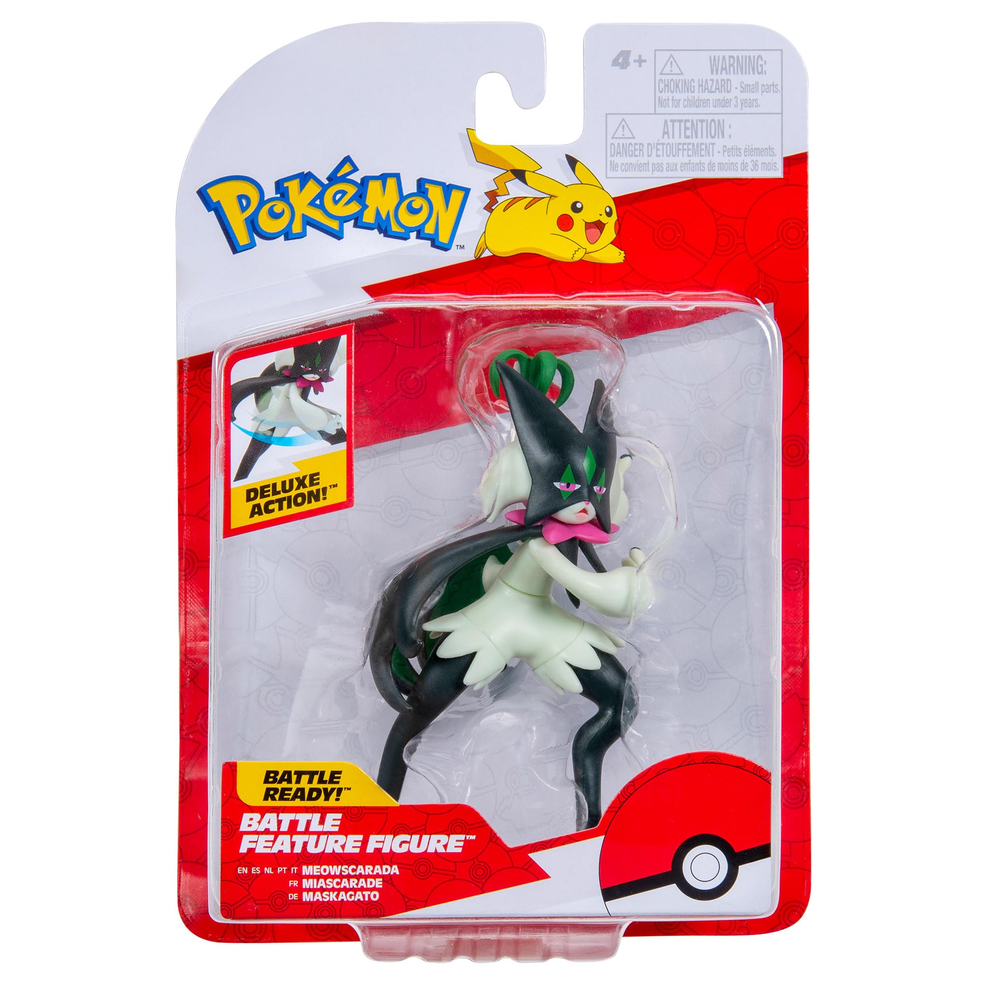Pokémon Meowscarada Battle Feature Figure - 4.5-Inch Action Figure with Slash Attack 2