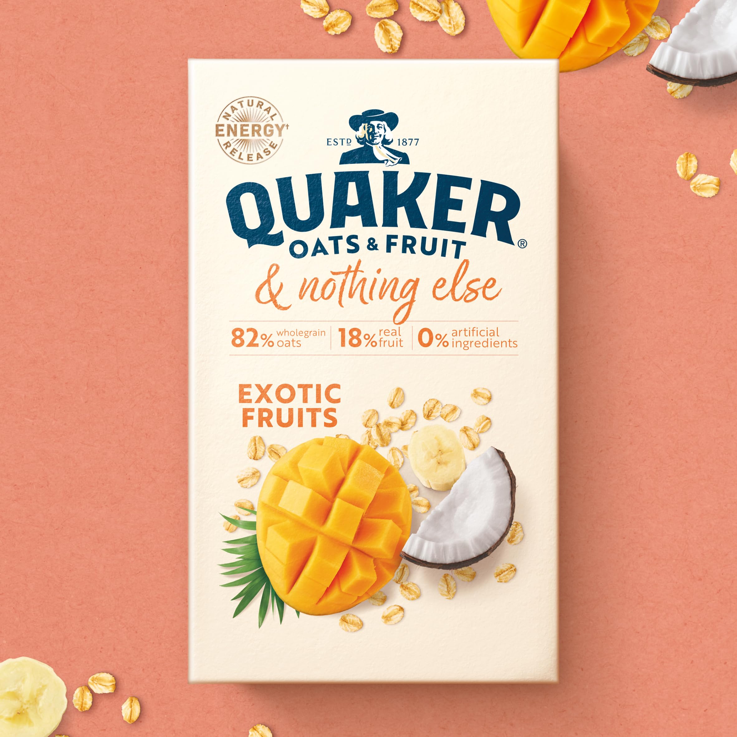 Quaker Oats & Fruit with Exotic Fruits Porridge Sachets - 8 Porridge Sachets (264g)