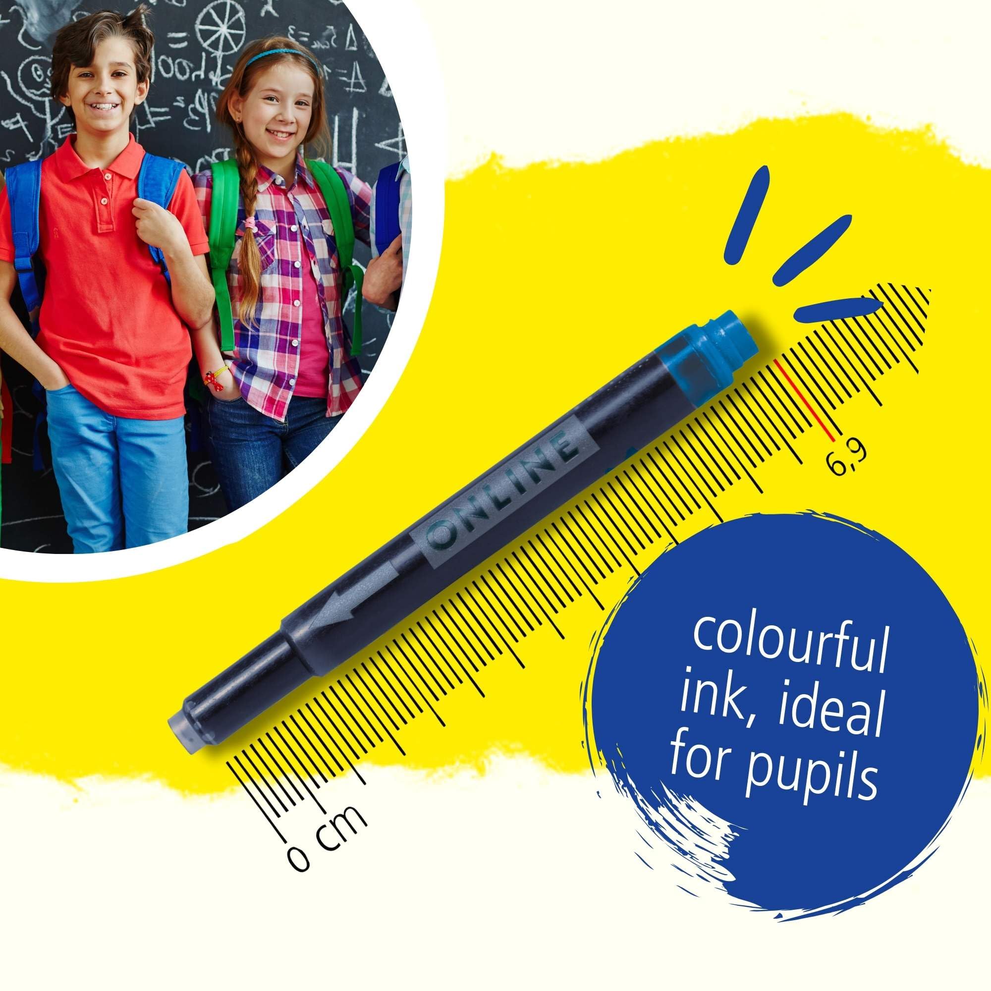 Online Universal Double-Sided Fountain Pen Refills - Royal Blue Ink | 4-Pack Maxi Size 7