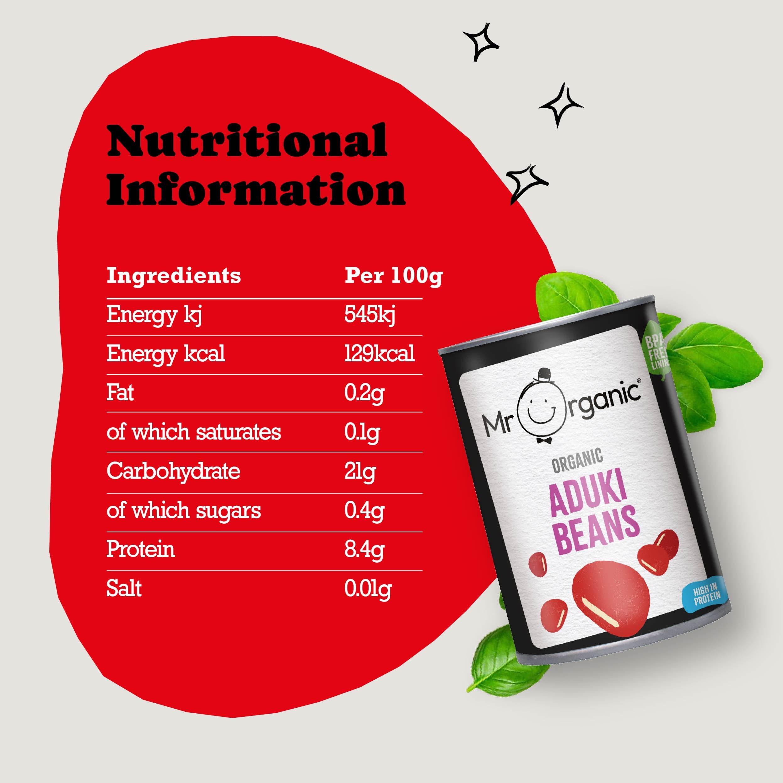 Mr Organic Aduki Beans - 400g, High in Protein & Fibre 3